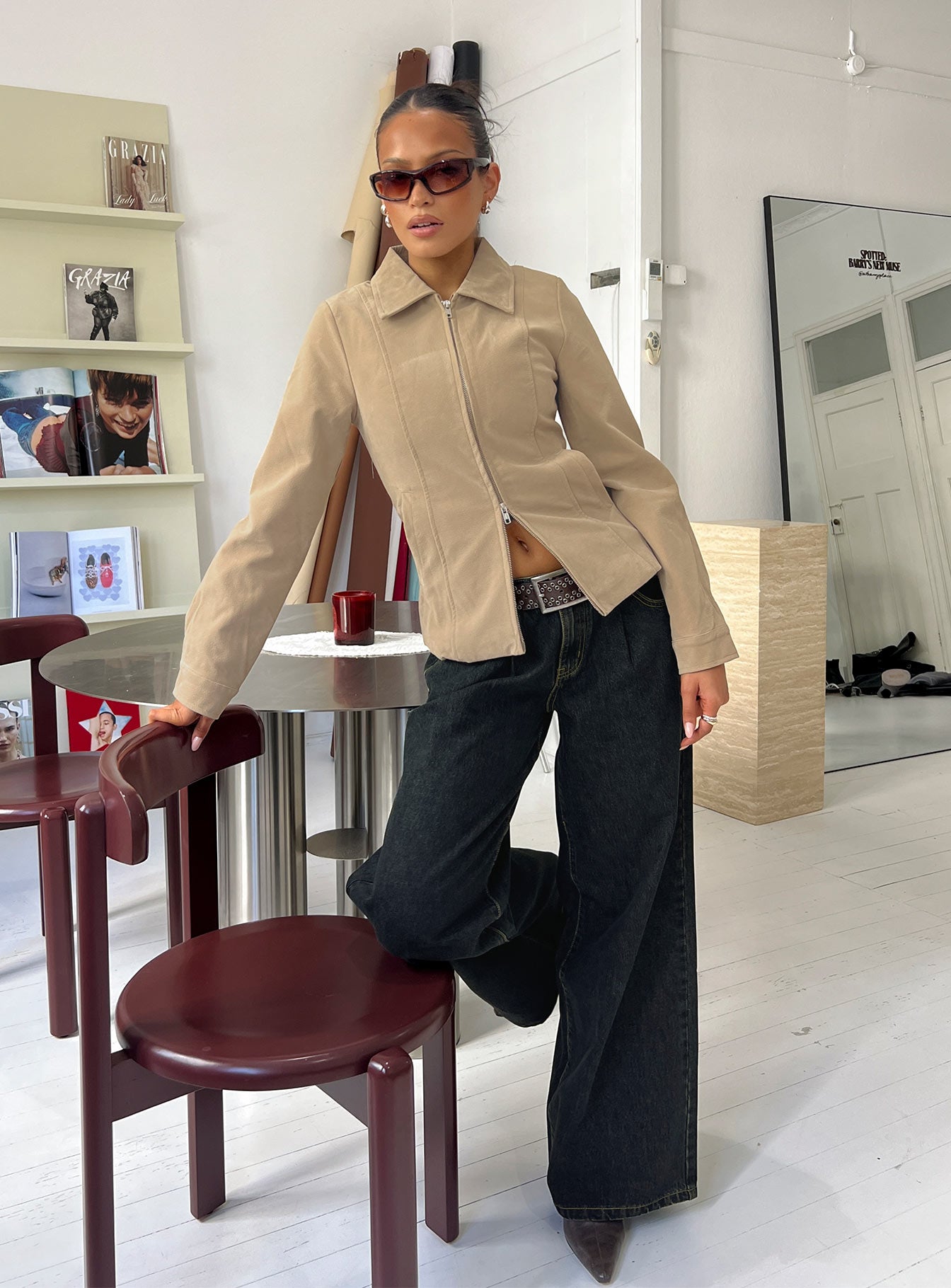 Supercut Low Rise Baggy Pleat Jeans Grunge Wash - Image 9