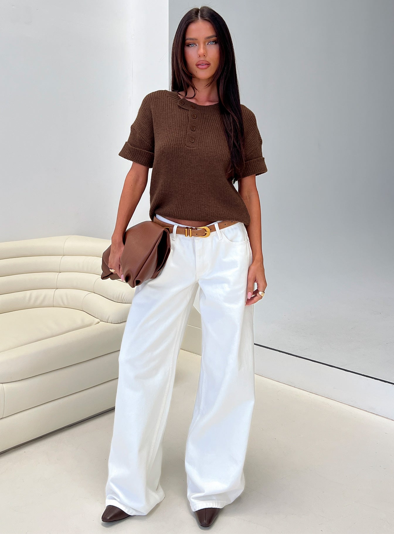 Brandii Button Up Top Chocolate - Image 8