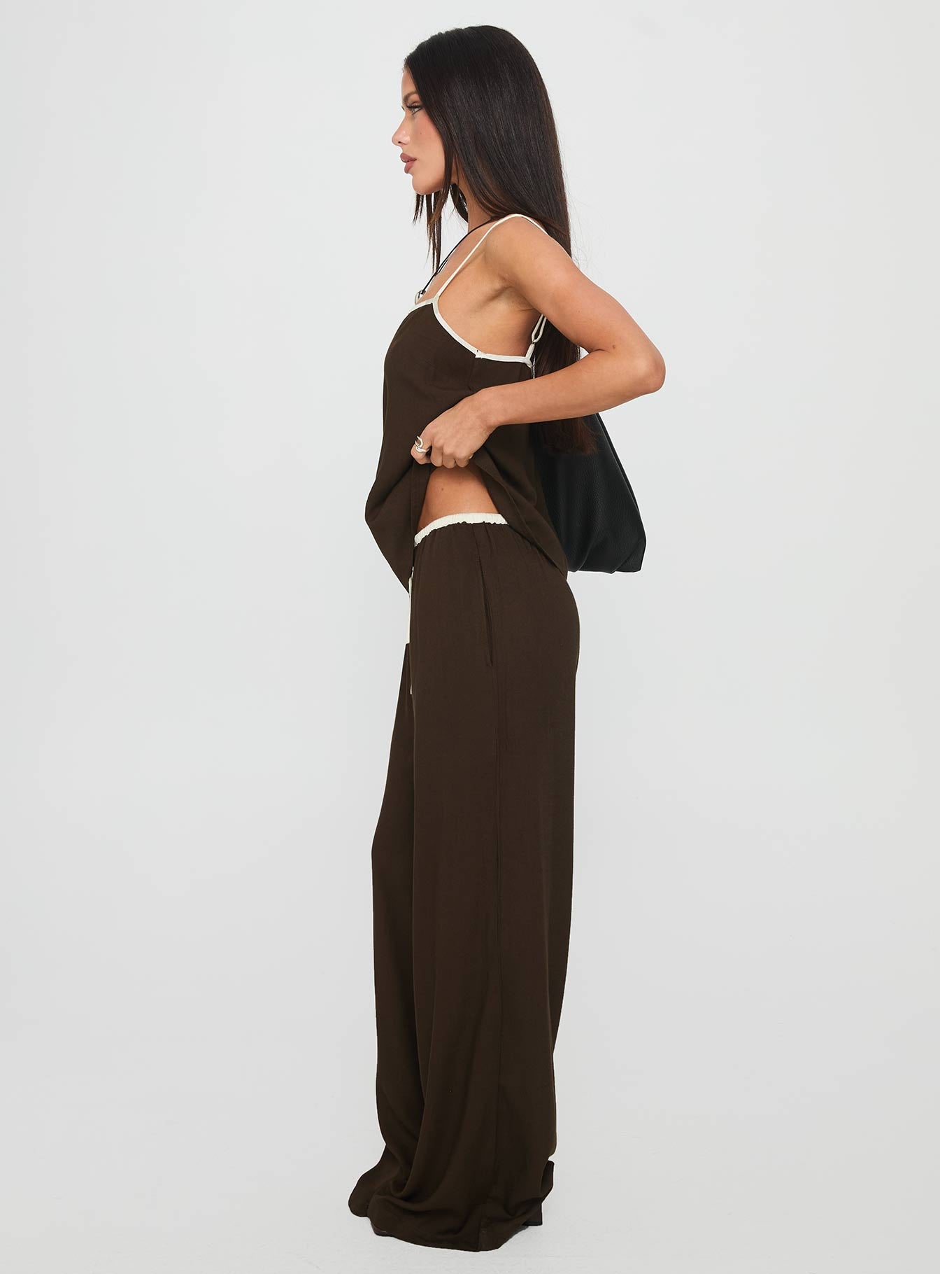 Nolei Contrast Pants Set Chocolate / White - Image 7