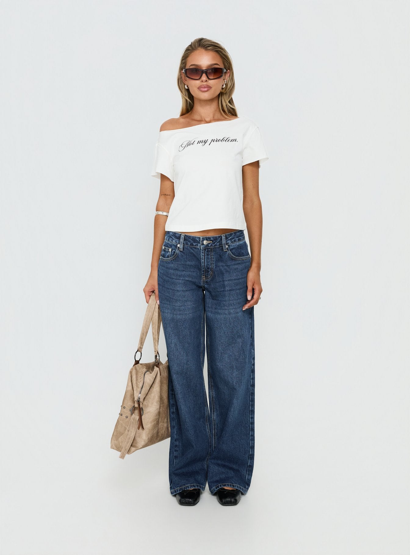 Serenitia Mid Rise Straight Leg Relaxed Jeans Dark Blue Wash - Image 8