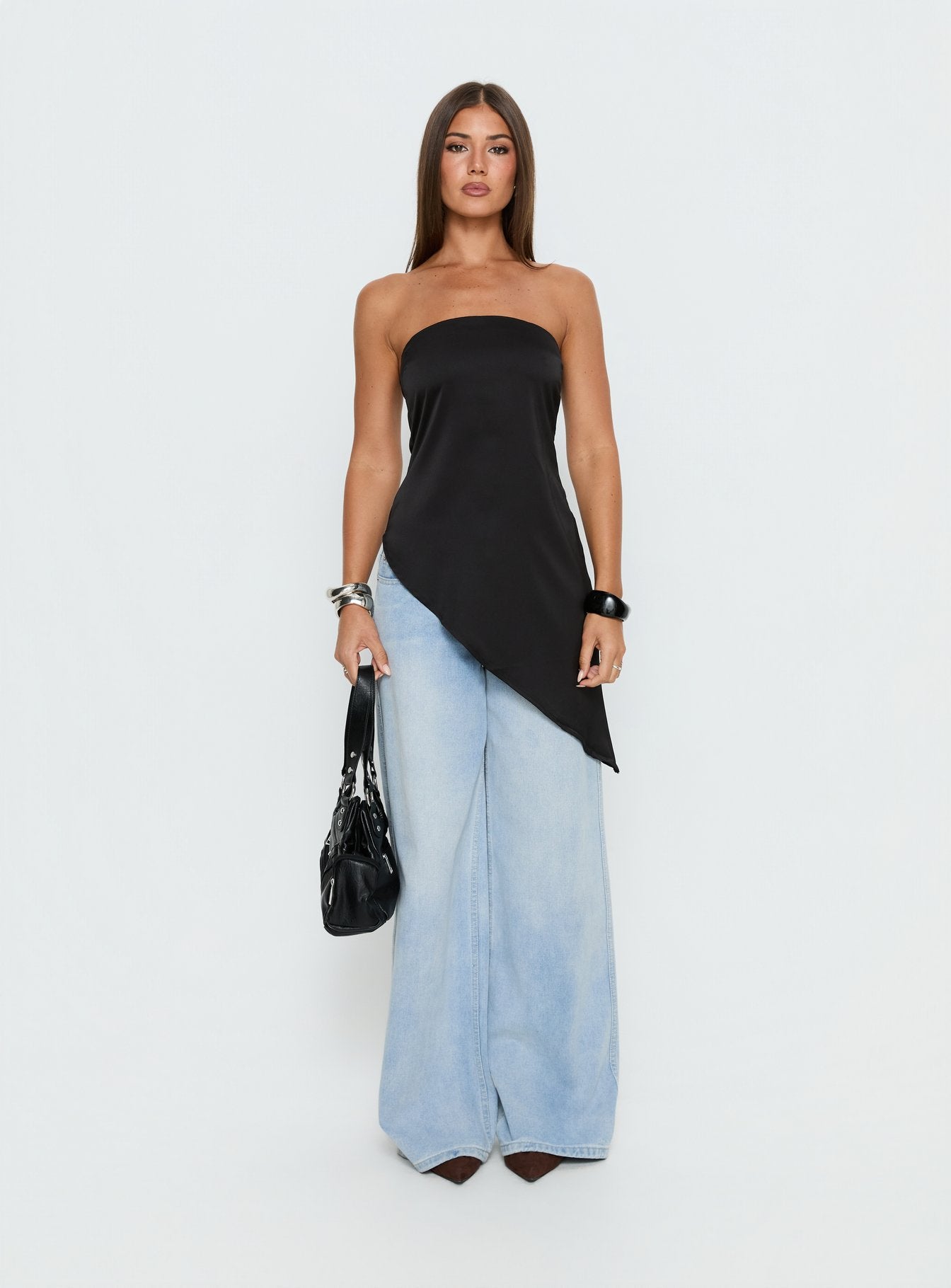 Lamia Strapless Asymmetrical Top Black - Image 8