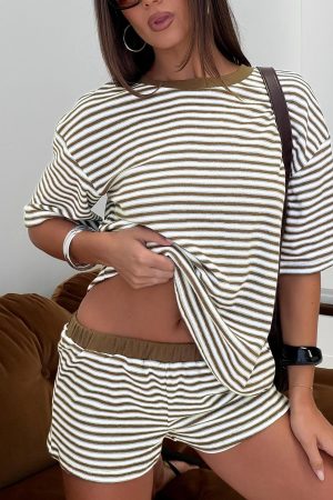 Selvina Terry Towelling Shorts Multi Stripe