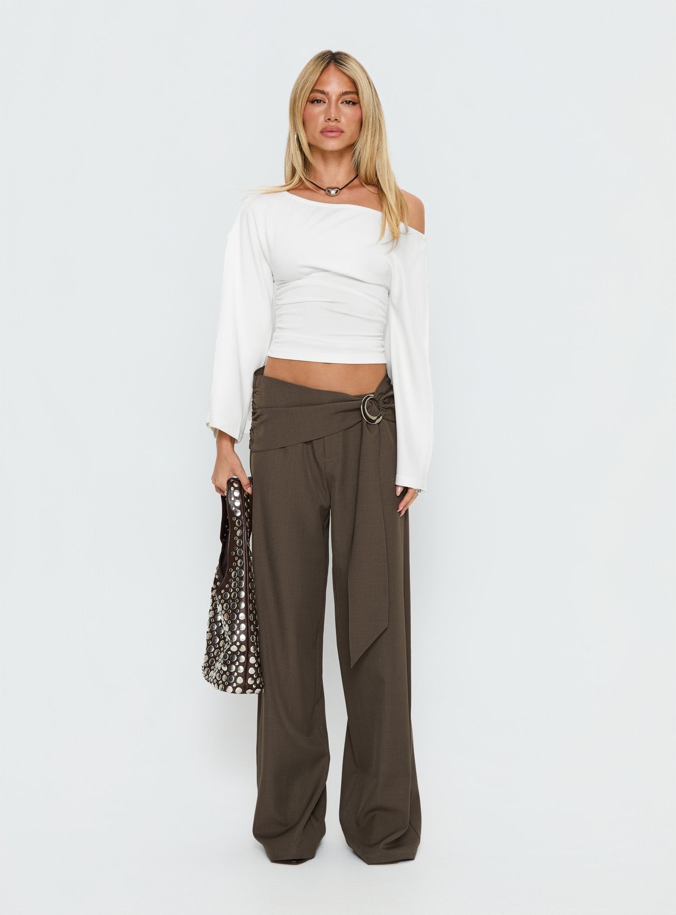 Anastasie Off Shoulder Long Sleeve Top White - Image 7