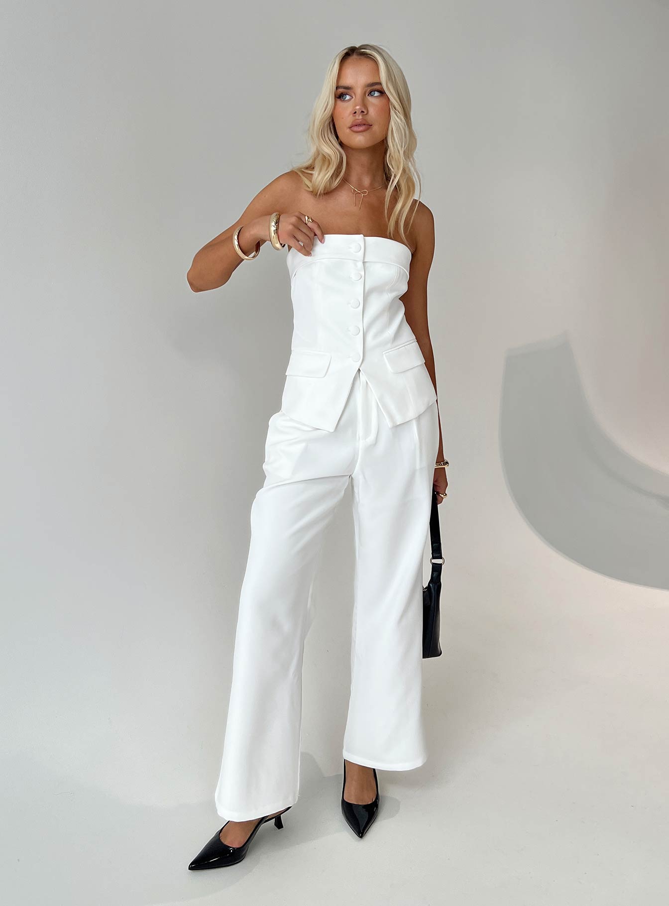 Jazzar Pocket Detail Pleated Pant White Petite - Image 8