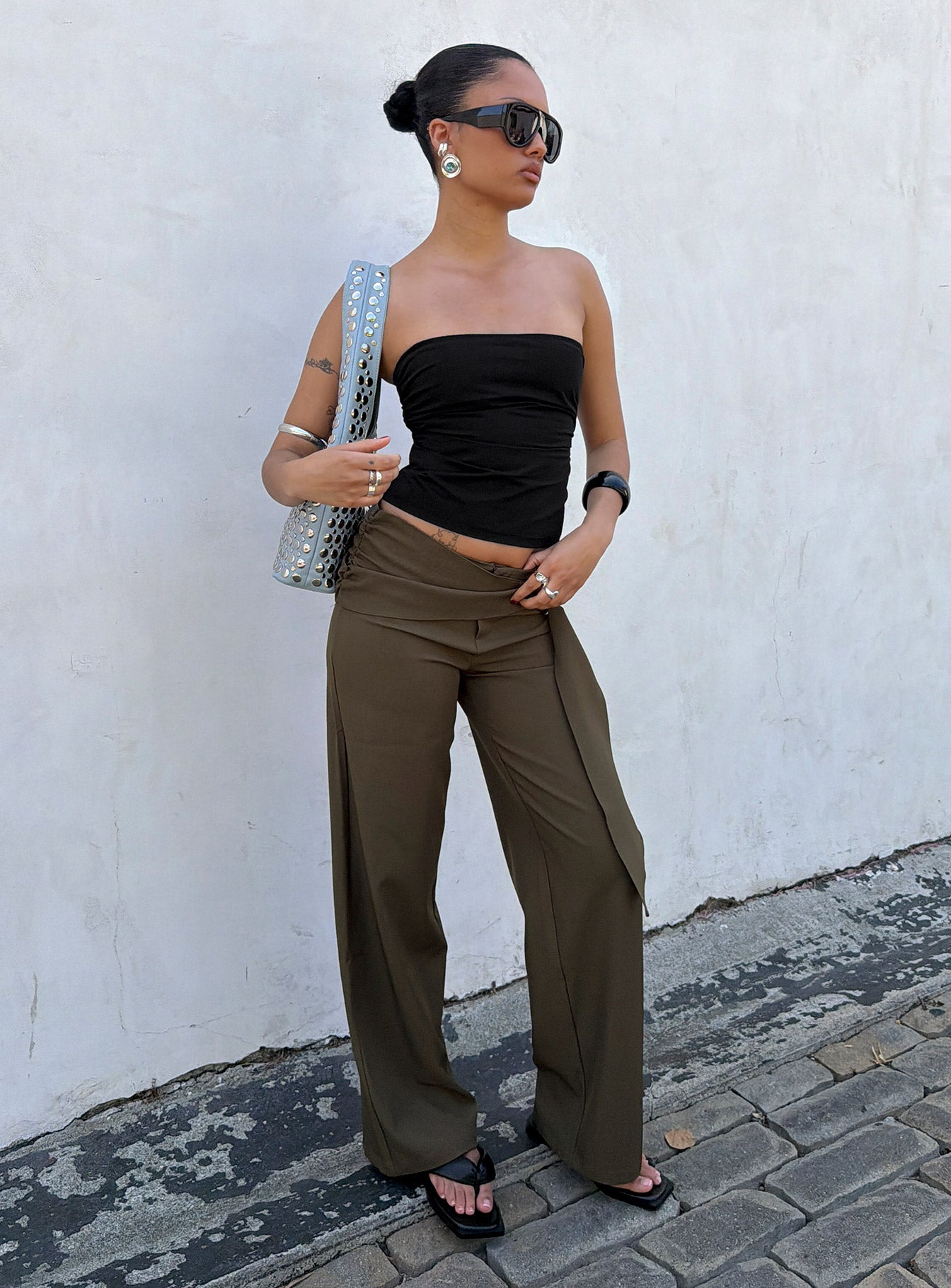 Elisson Layered Buckle Pants Grey - Image 9