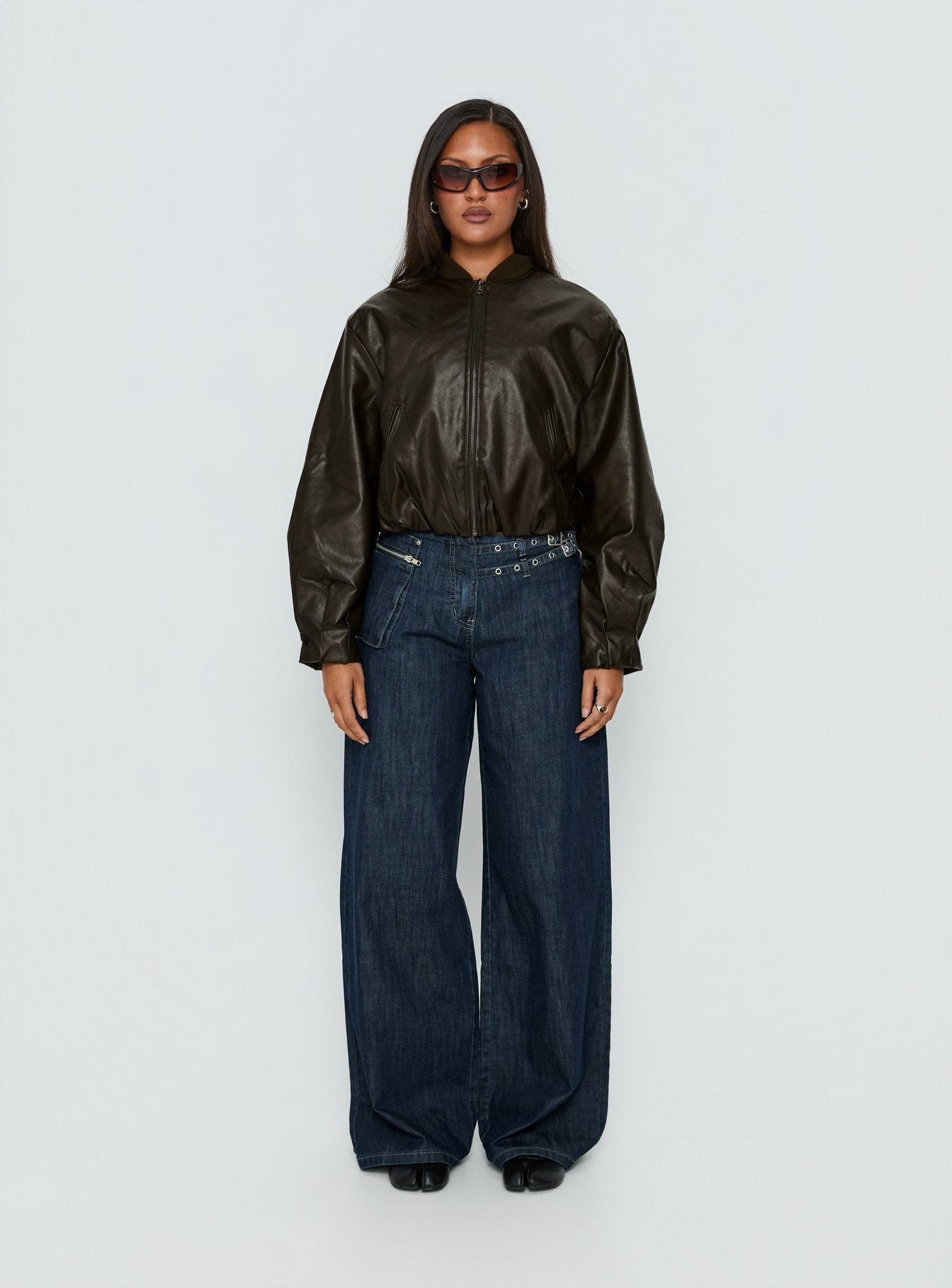 Paltrow Mid Rise Wide Leg Cargo Jeans Dark Blue Wash - Image 8