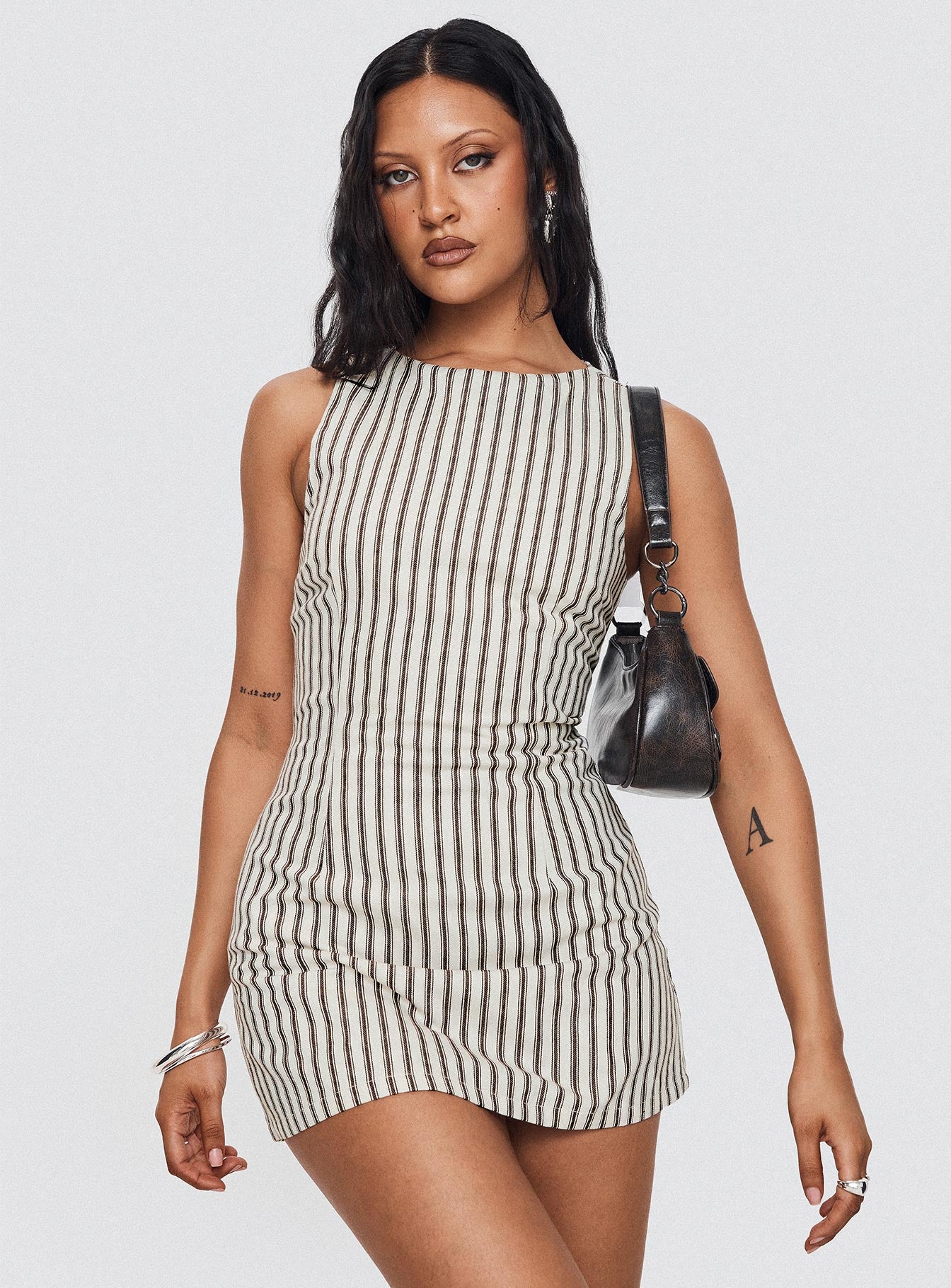 Yumiko Romper Brown Stripe Tall - Image 9