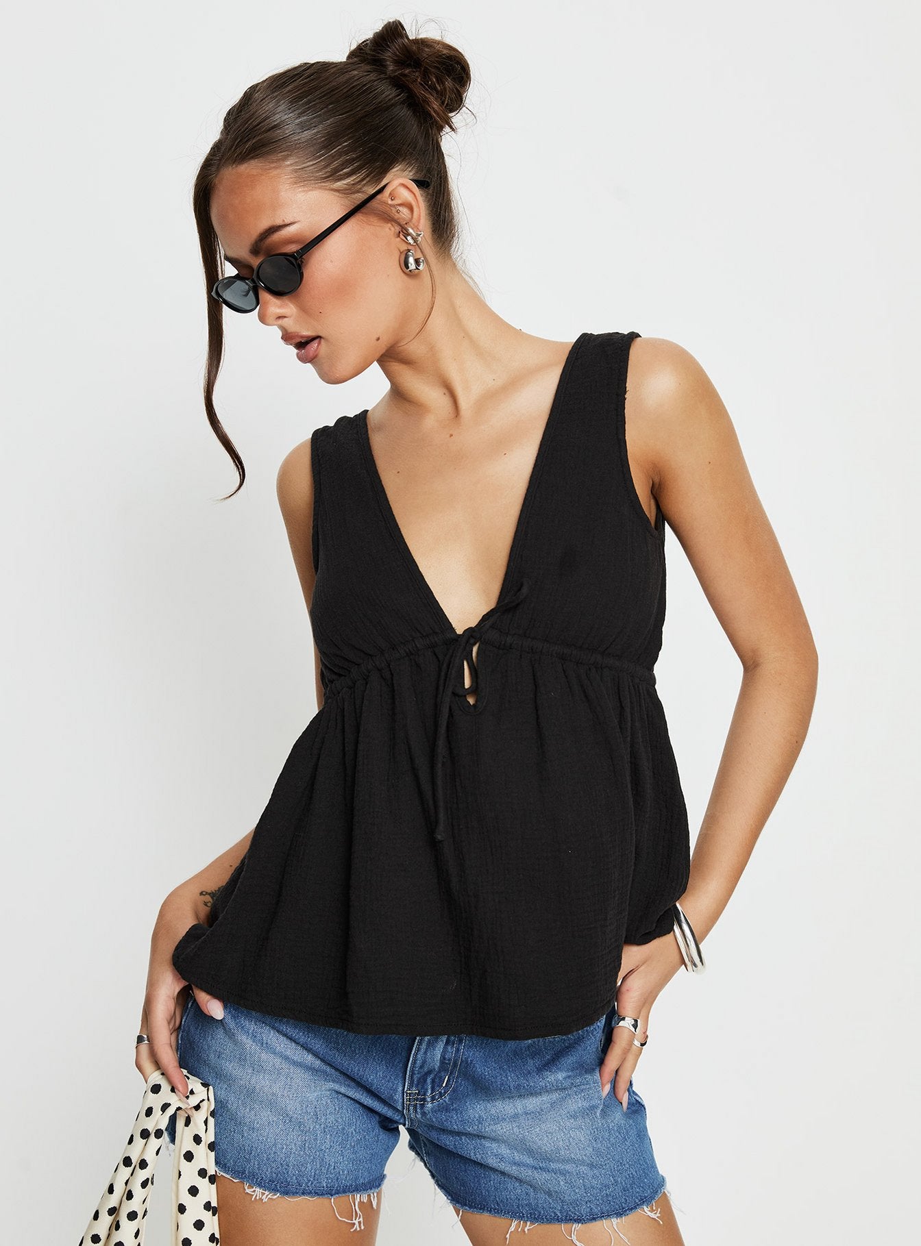Dianna Babydoll Cami Top Black - Image 8