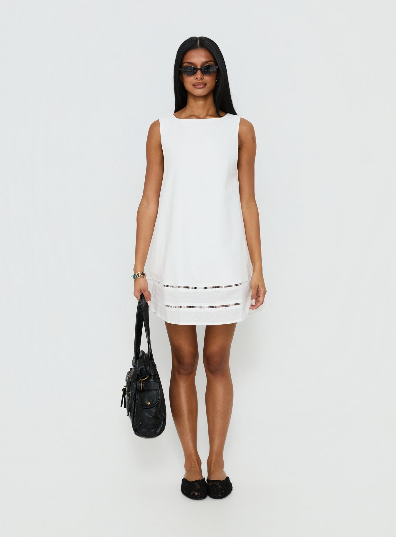 Haily Babydoll Mini Dress White - Image 8