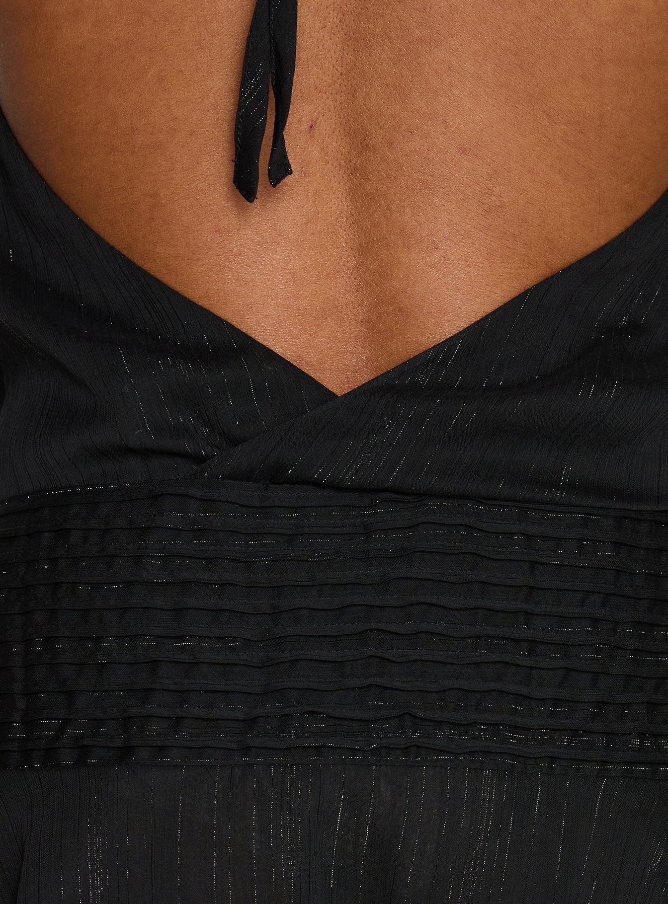Rozario Chiffon Halter Mini Dress Black / Silver - Image 7