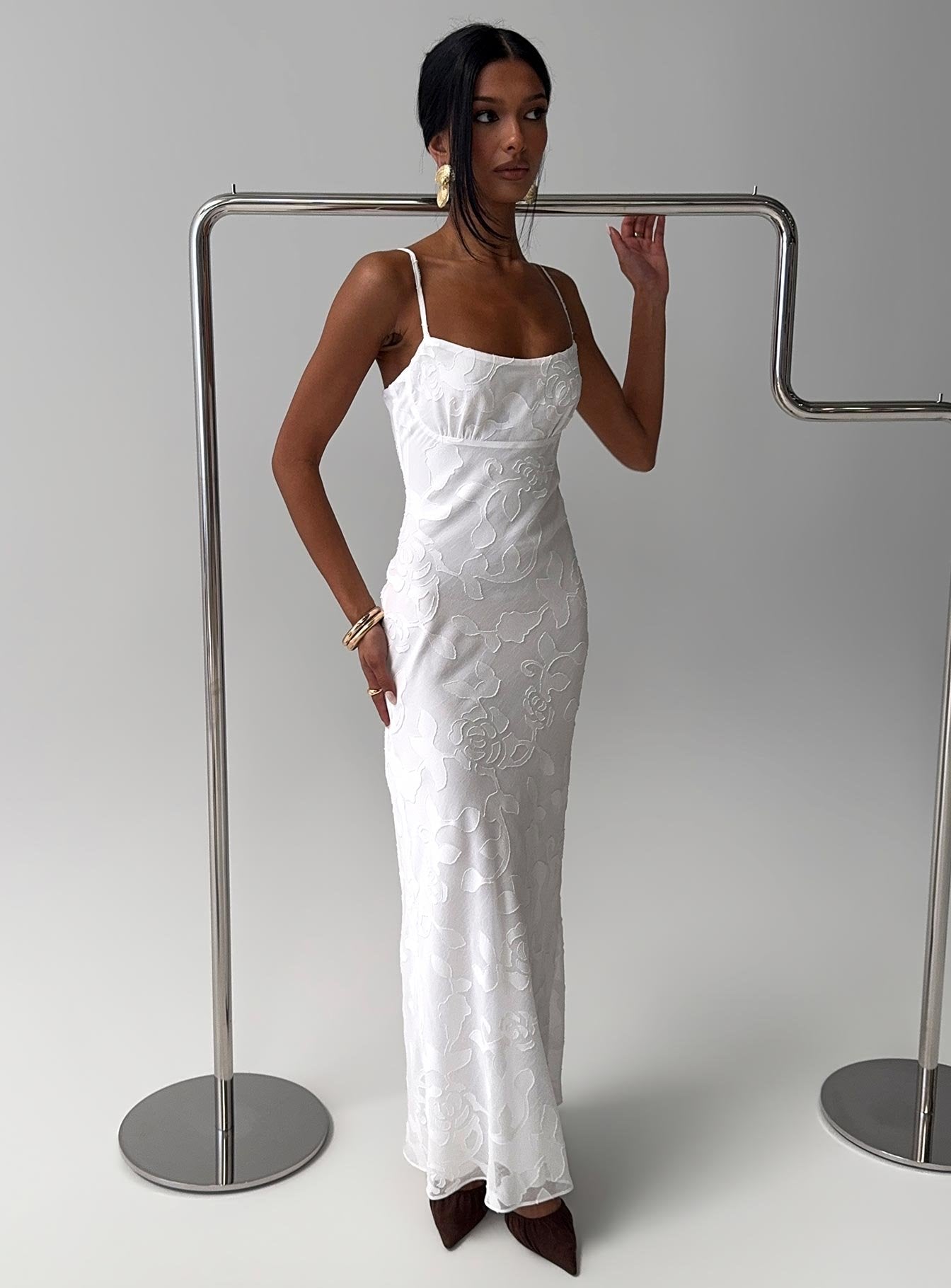 Avienna Maxi Dress White Burnout - Image 8