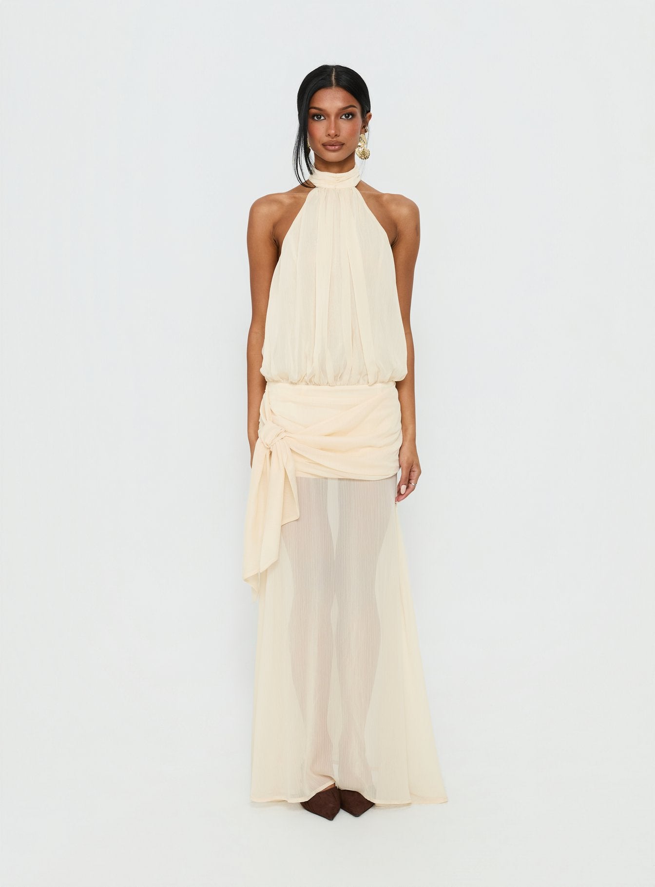 Faythe High Neck Maxi Dress Butter - Image 8
