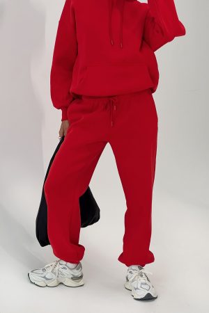 Dream Fleece Ankle Cuff Sweatpants Red