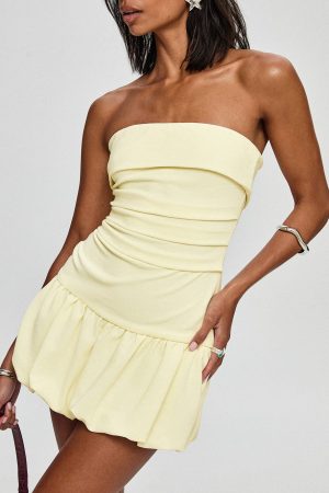 Mousse Strapless Mini Dress Lemon Tall