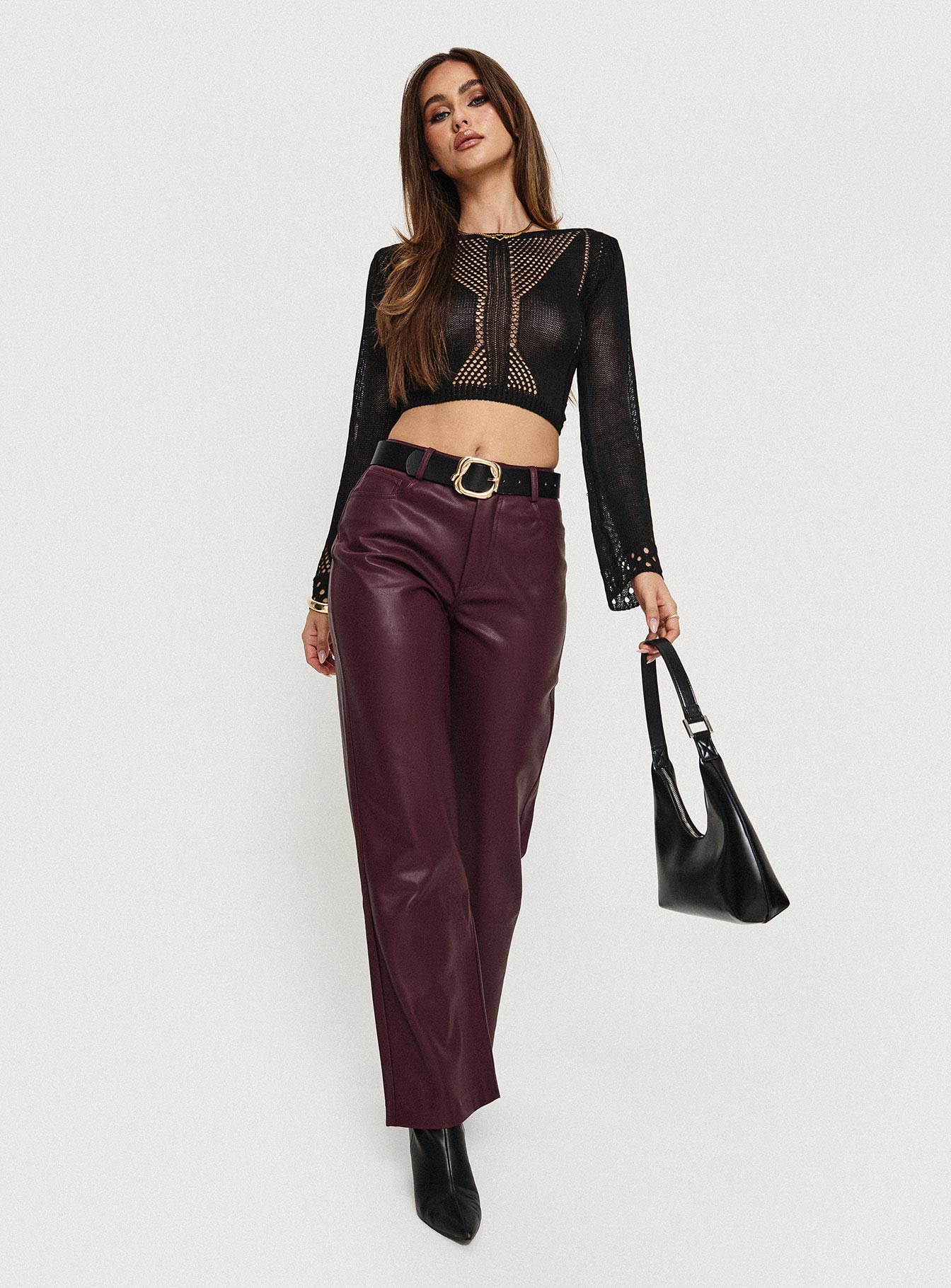 Dempsey Faux Leather Pants Deep Cherry - Image 8