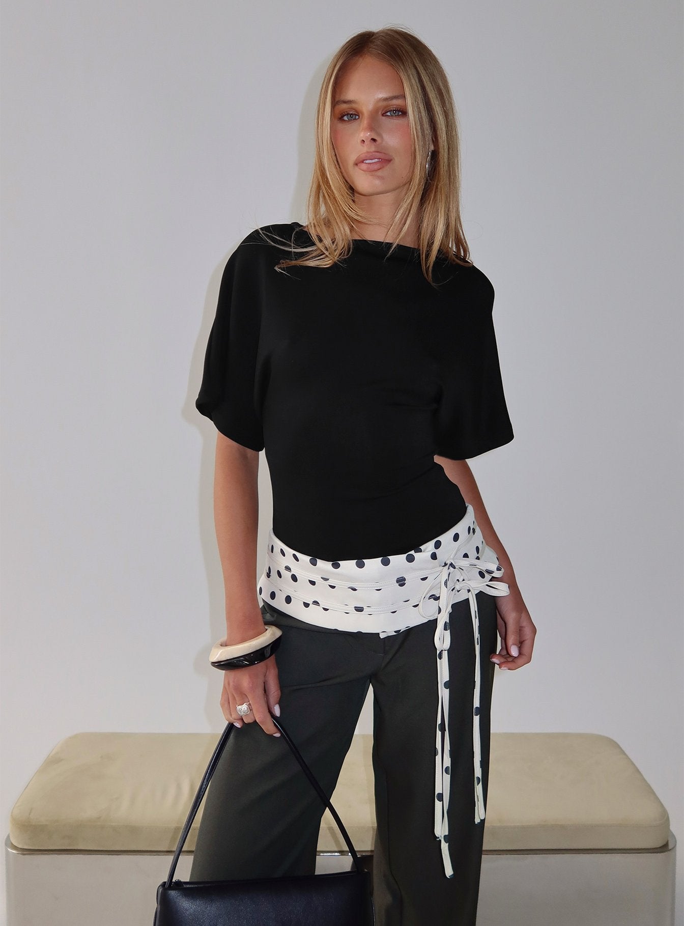 Arazia Cinched Short Sleeve Top Black - Image 8