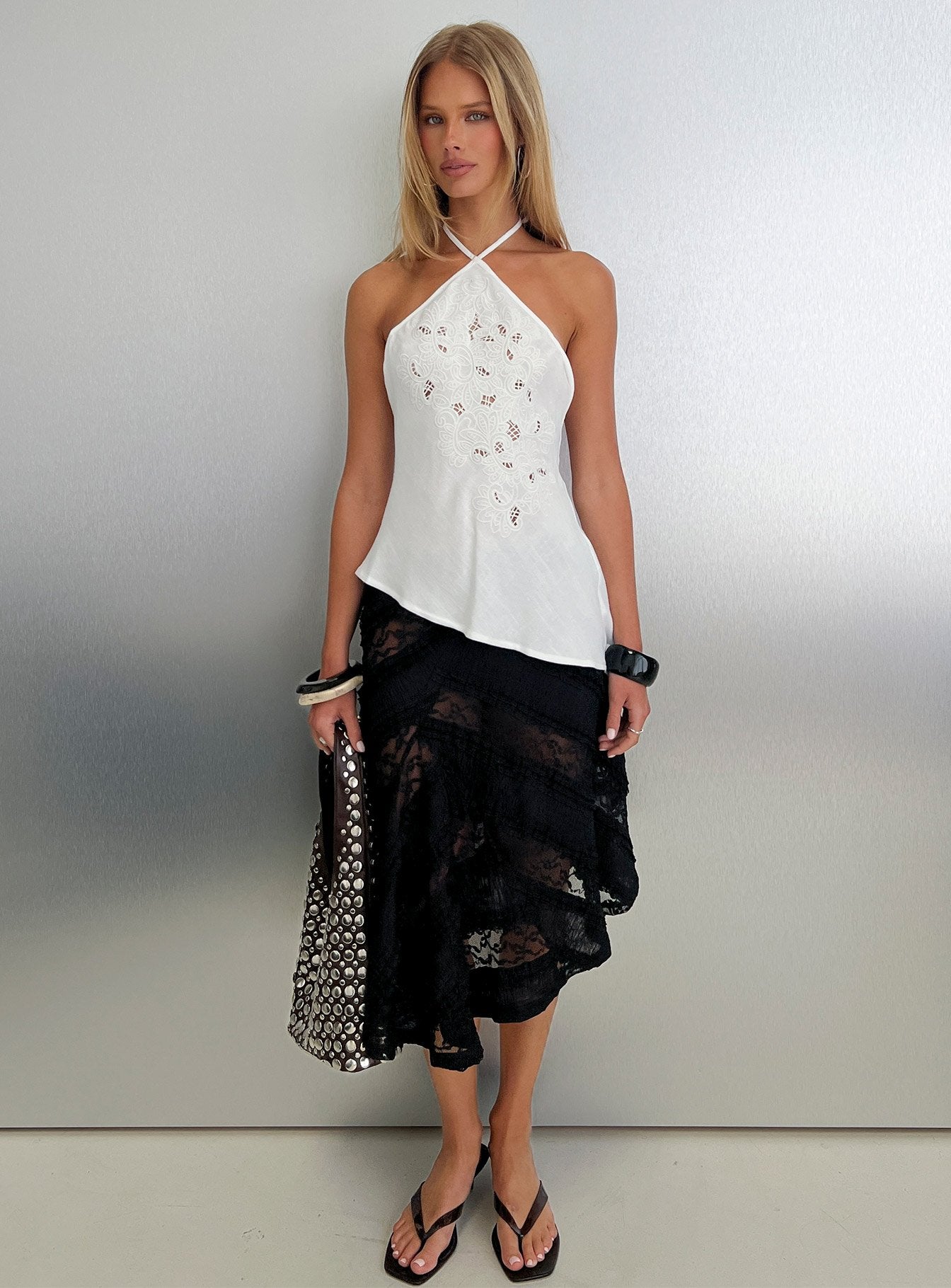 Bonanza Asymmetrical Halter Top White - Image 8