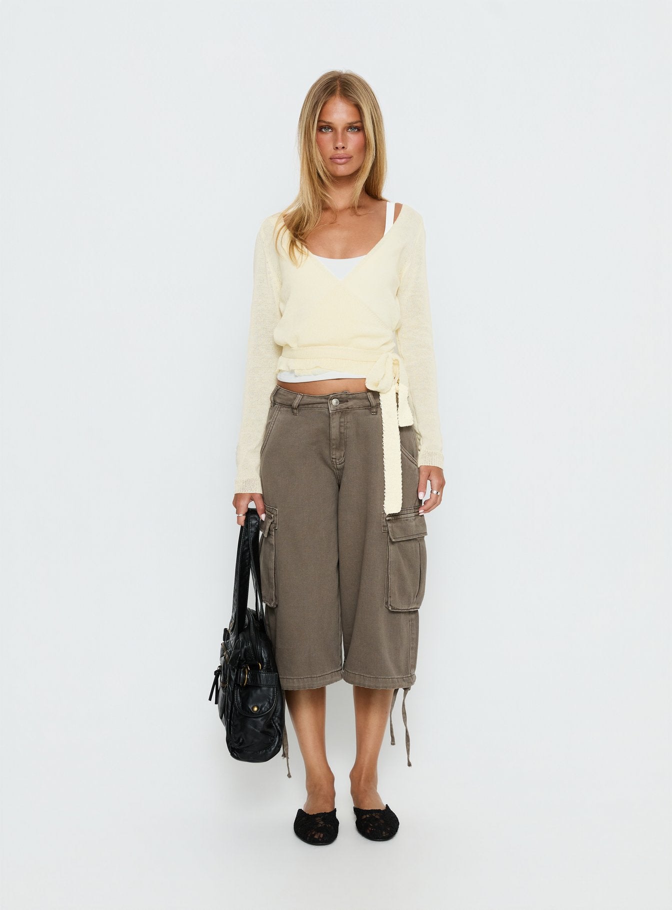 Tonee Sheer Wrap Knit Cardigan Butter Cream - Image 8