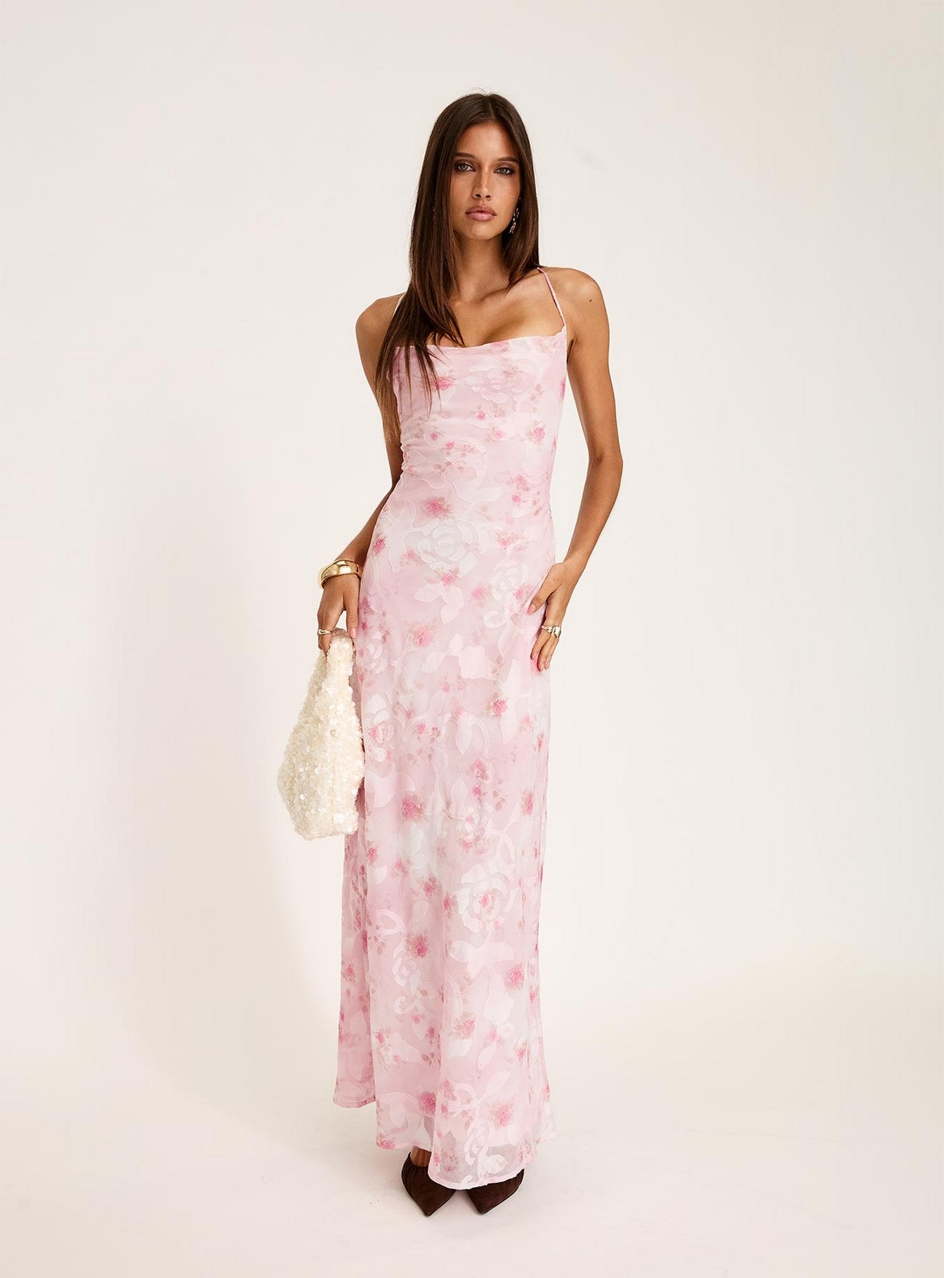 Celena Maxi Dress Pink Floral Burnout - Image 8