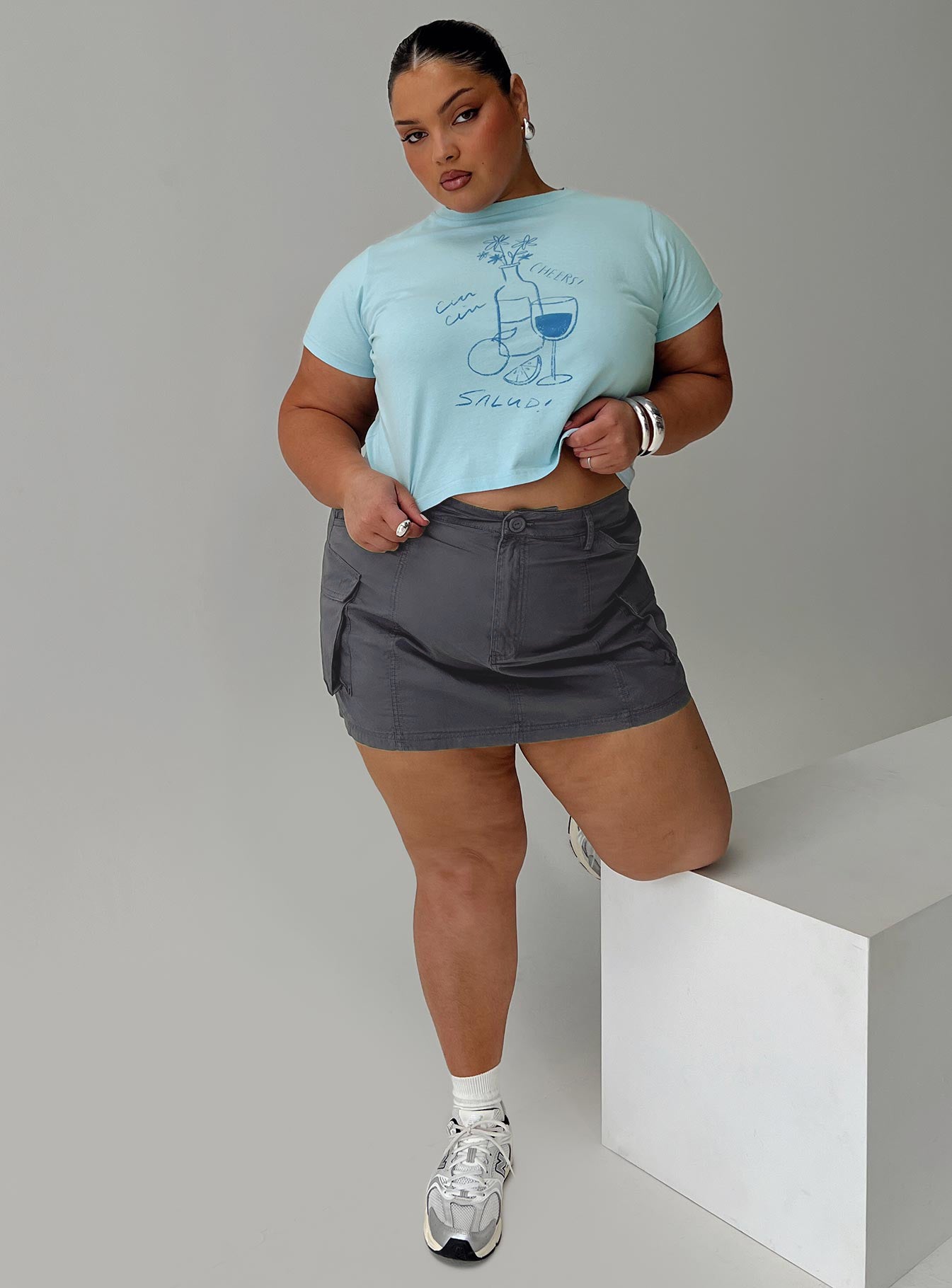 Lieutenant Cargo Mini Skirt Slate - Image 12
