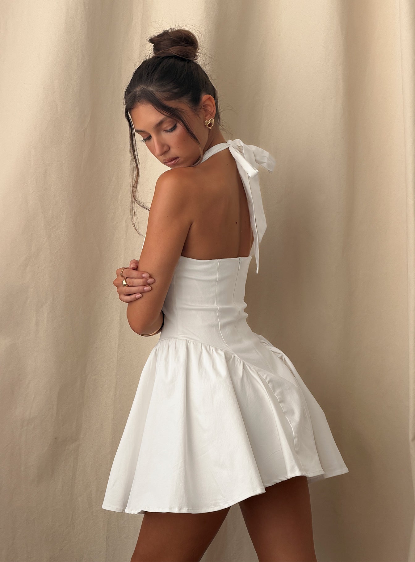 Karisse Halter Mini Dress White - Image 9