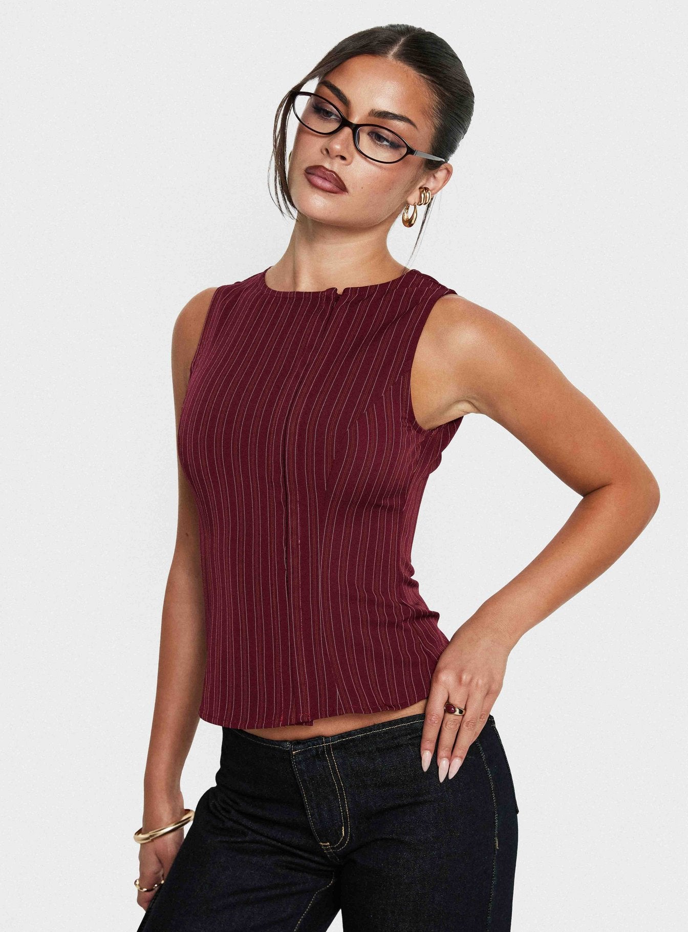 Running Wild Top Burgundy Stripe - Image 8