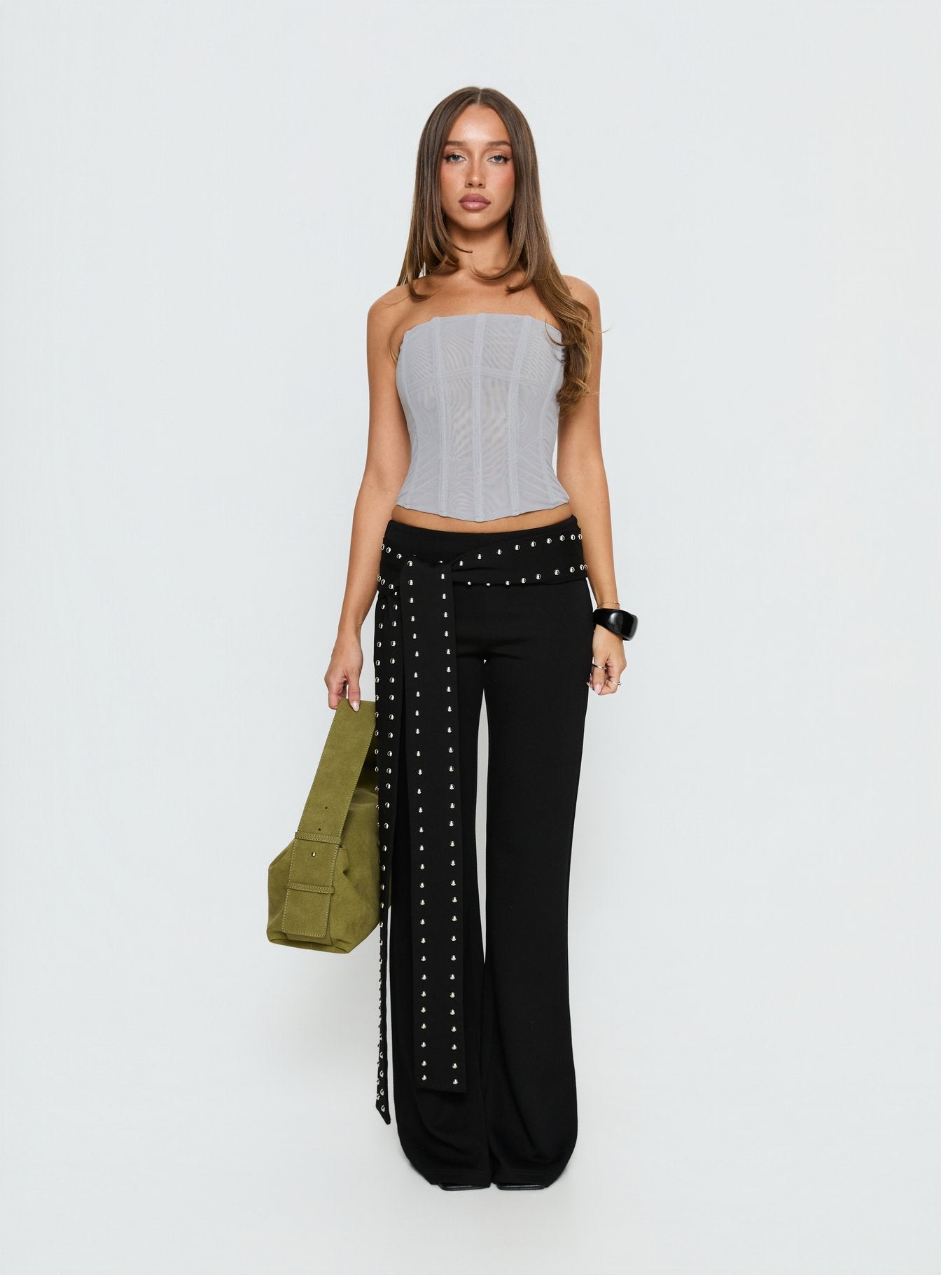 Oscuro Longline Mesh Corset Top Slate - Image 8