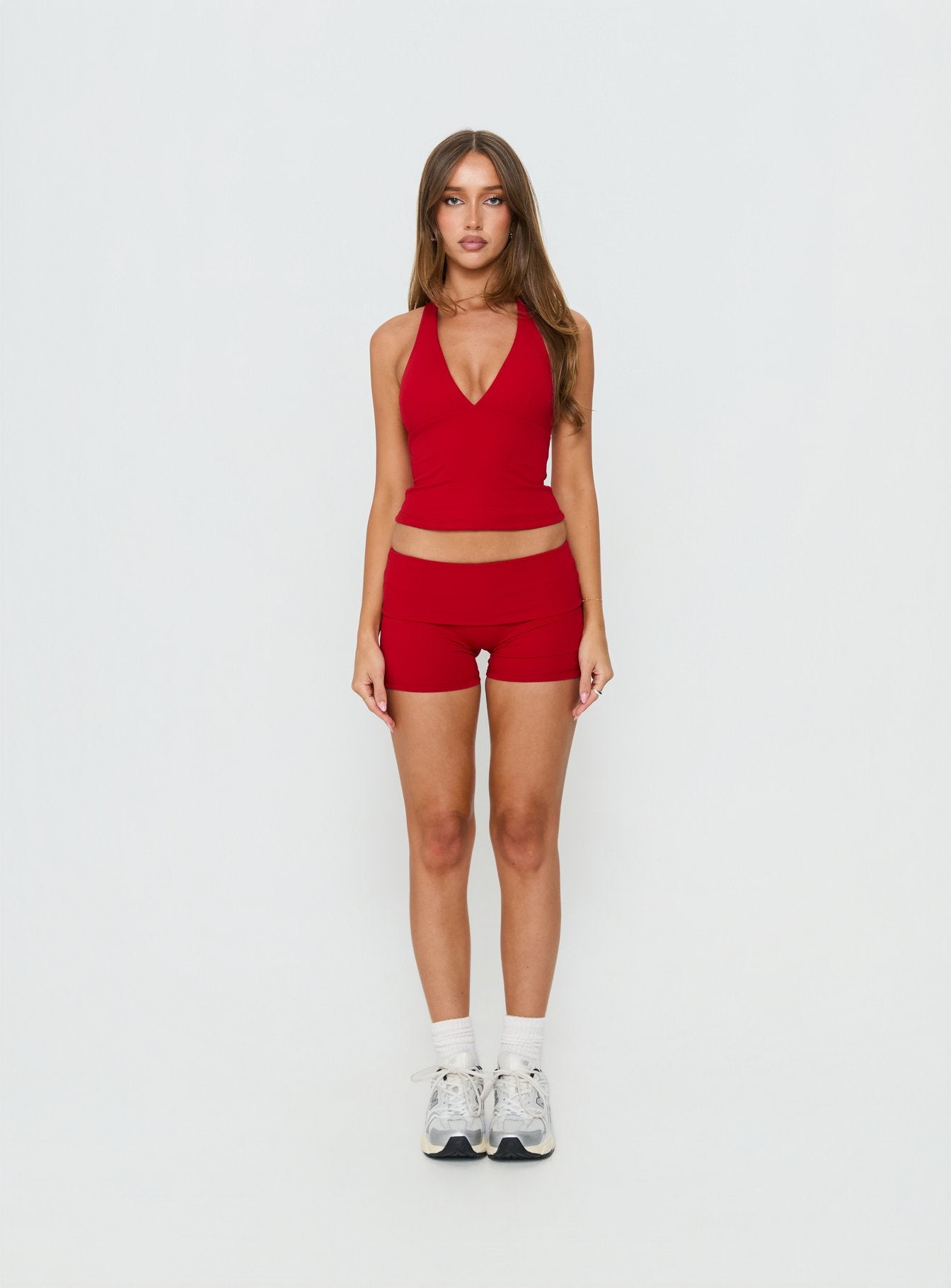 Peak Foldover Micro Shorts Red - Image 8