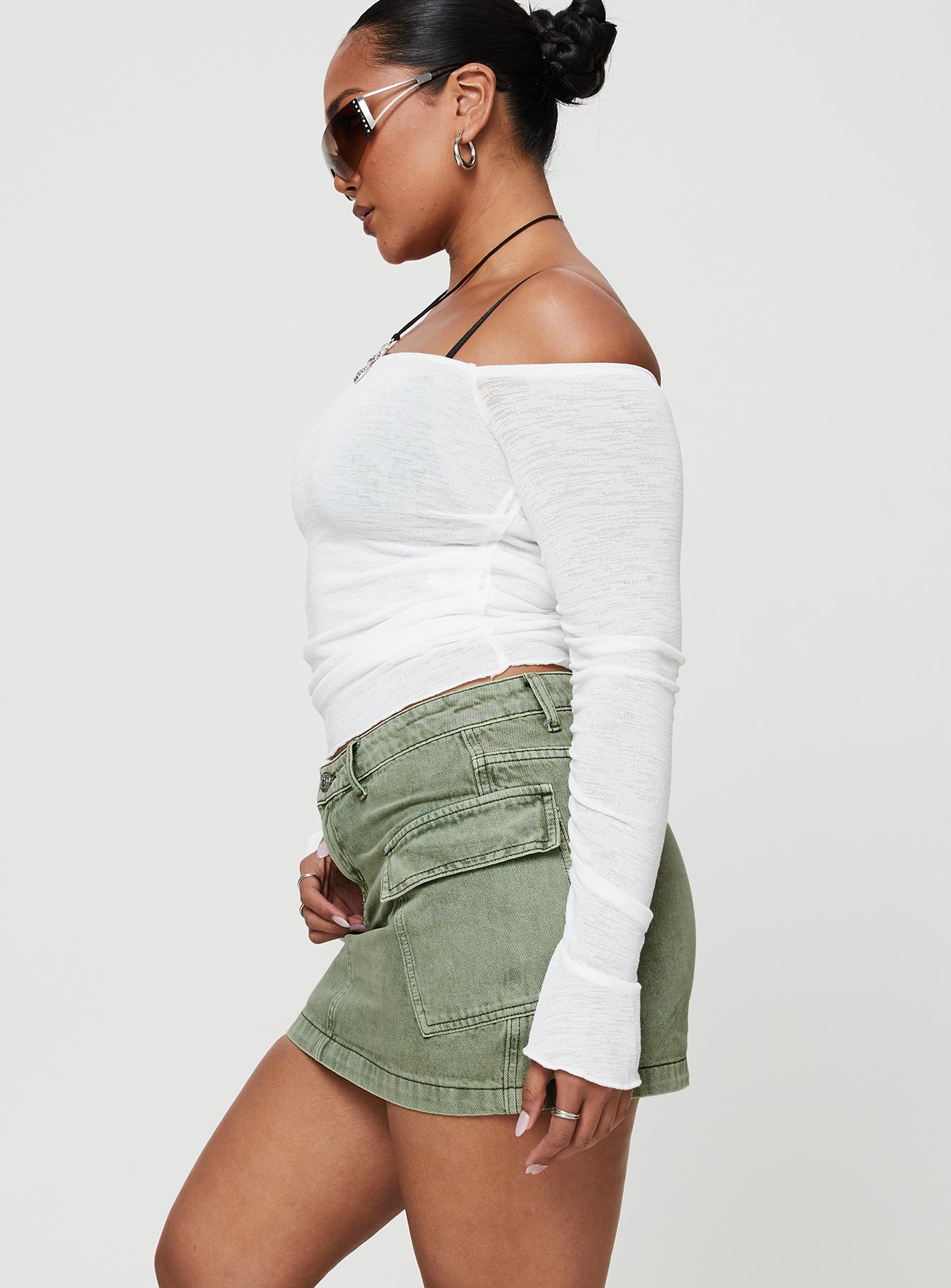 Zakai Cargo Denim Mini Skirt Green - Image 10