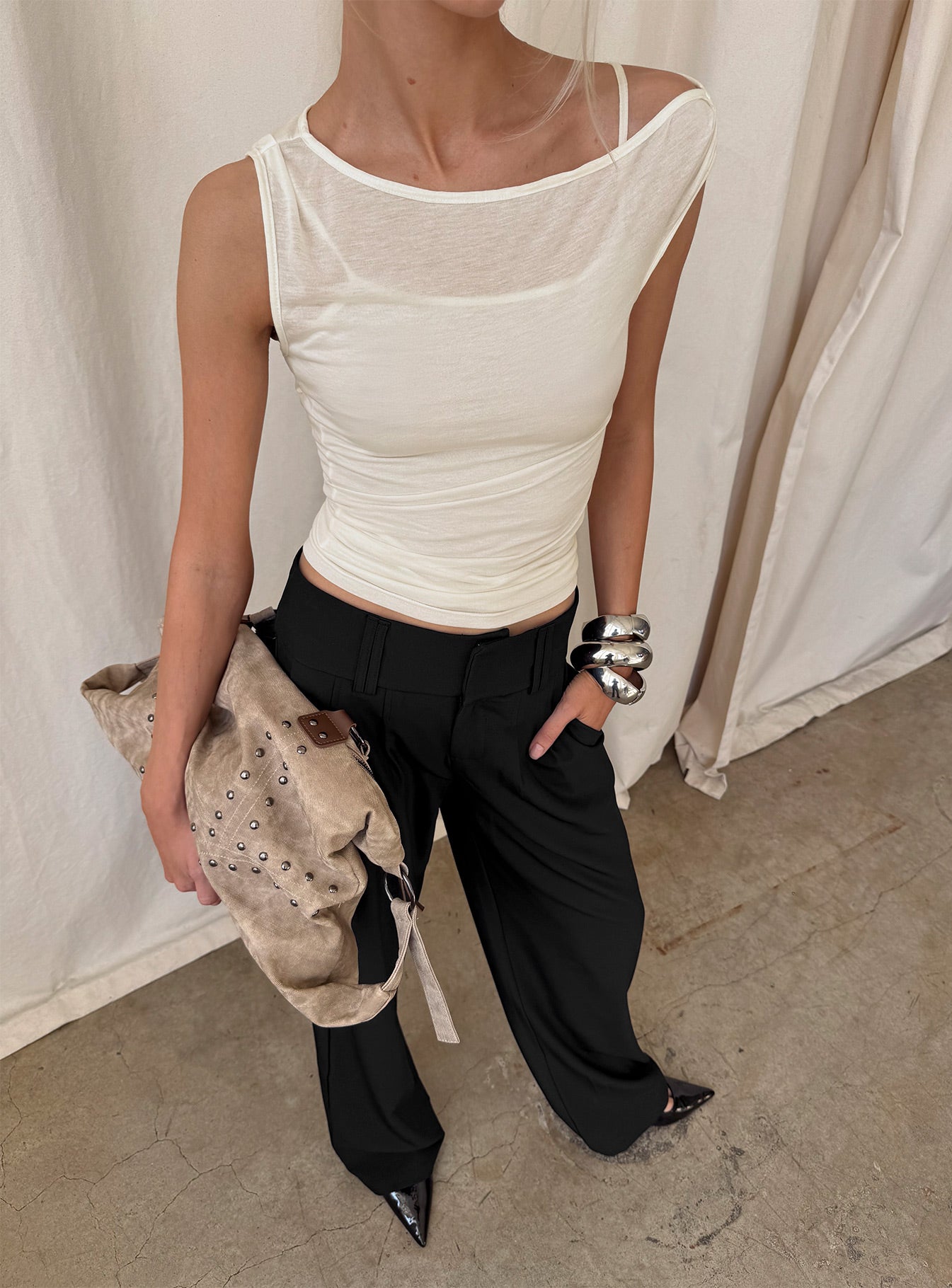 Skaia Layered Sheer Top Cream - Image 9