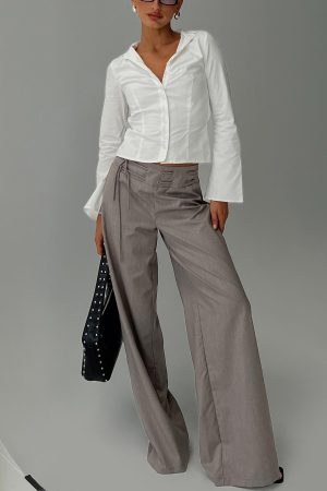 Just Have Fun Wide Leg Pant Grey Petite