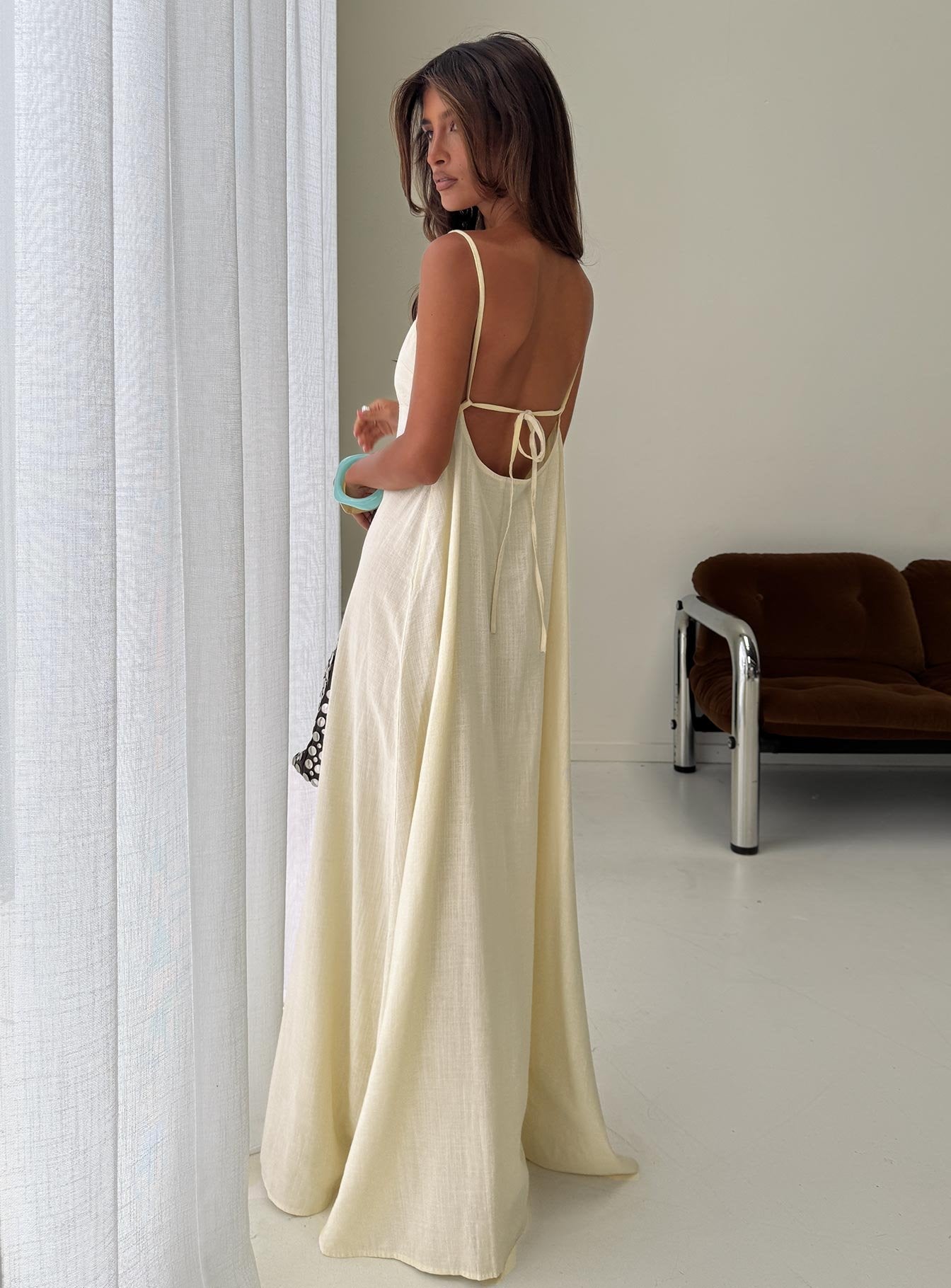 Solie Tie Back Maxi Dress Butter - Image 8