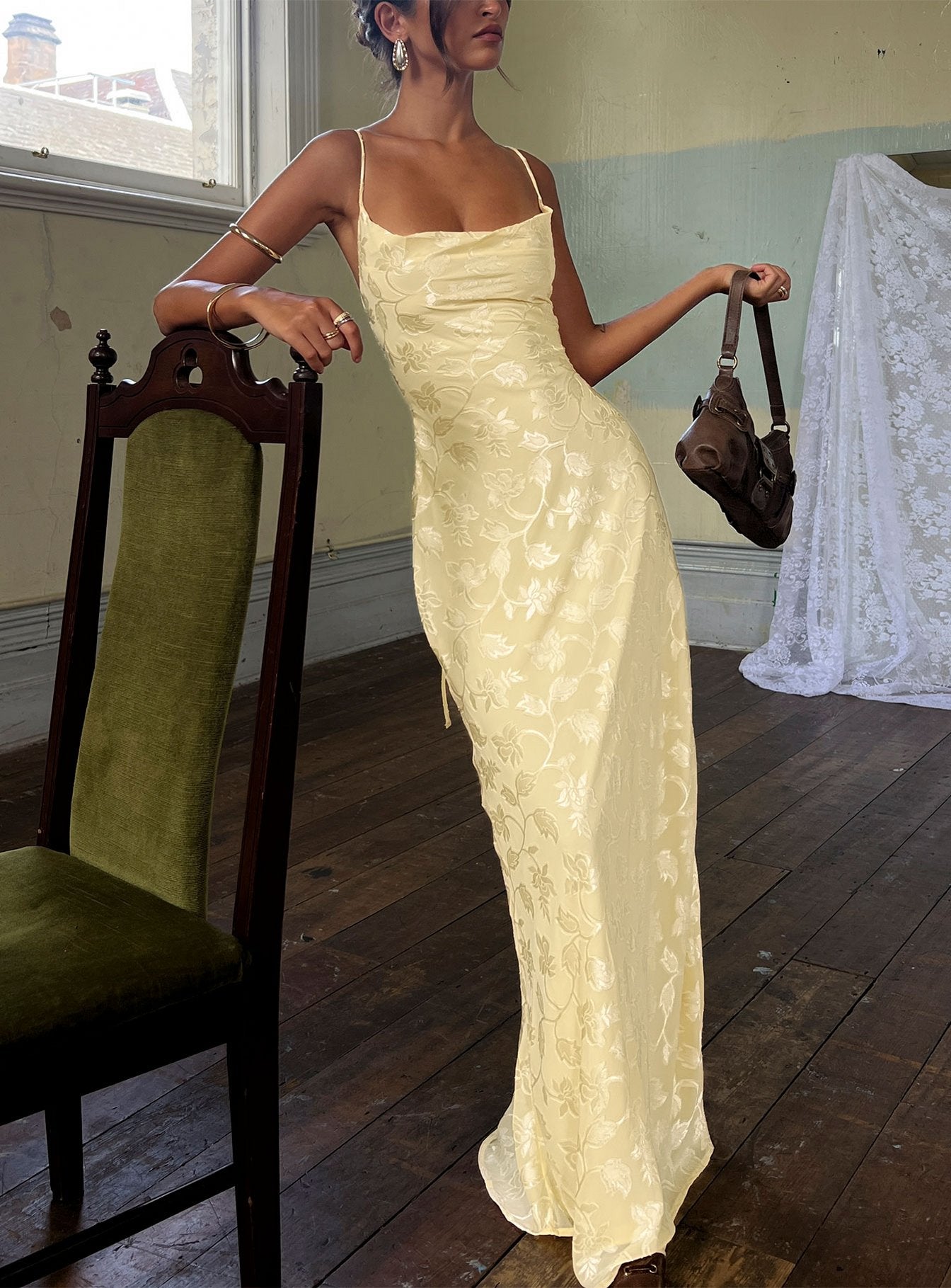 Celena Maxi Dress Lemon Burnout - Image 8