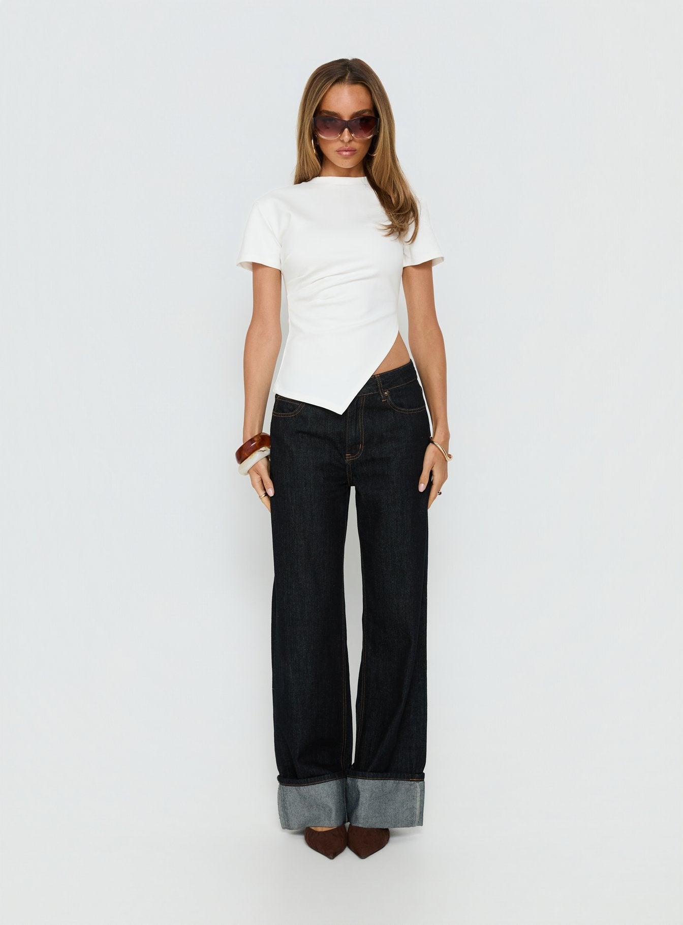 Lioxa Ruched Waist Tee White - Image 8