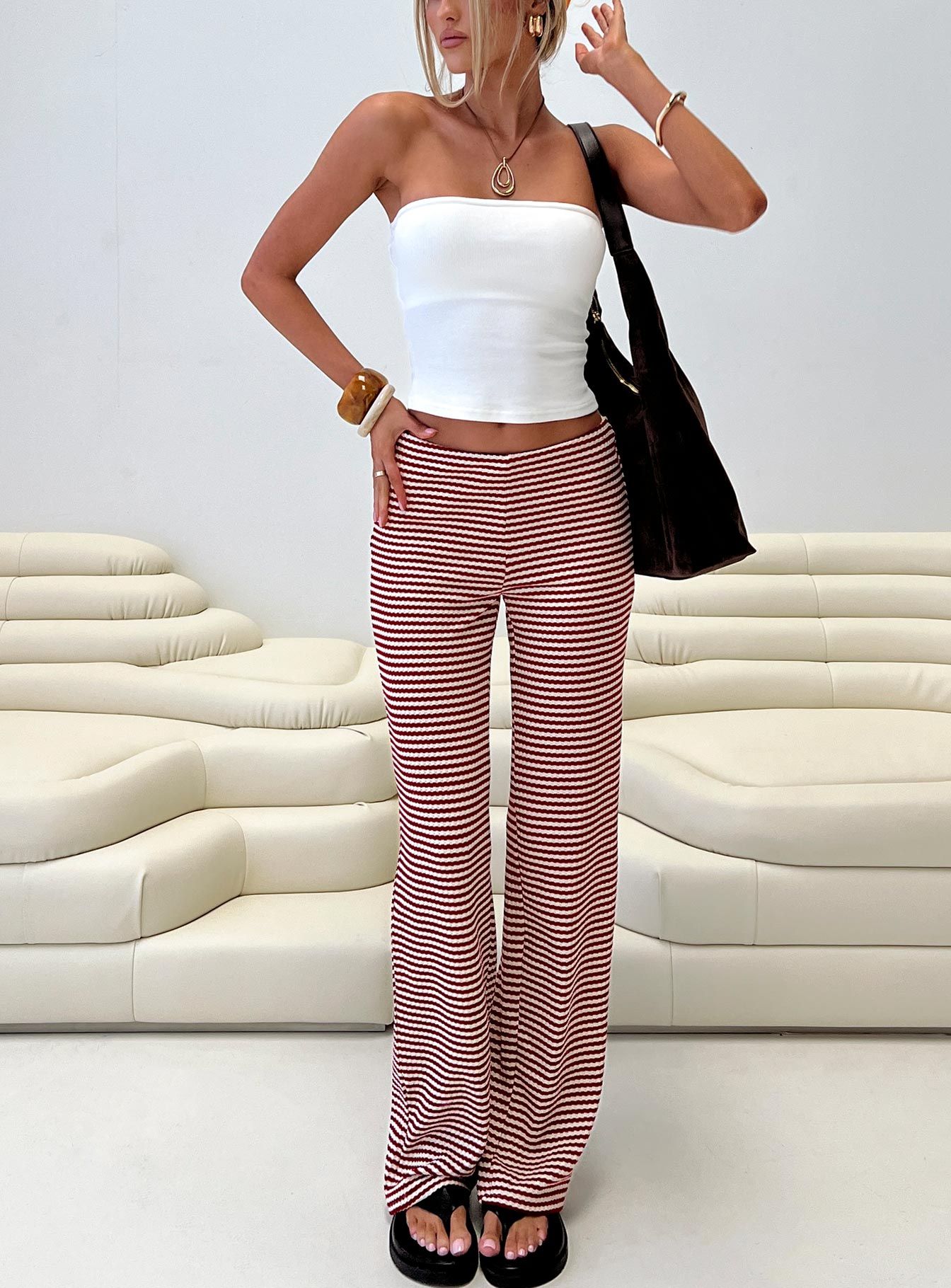 Next To Me Lounge Pant Red / White Stripe - Image 8