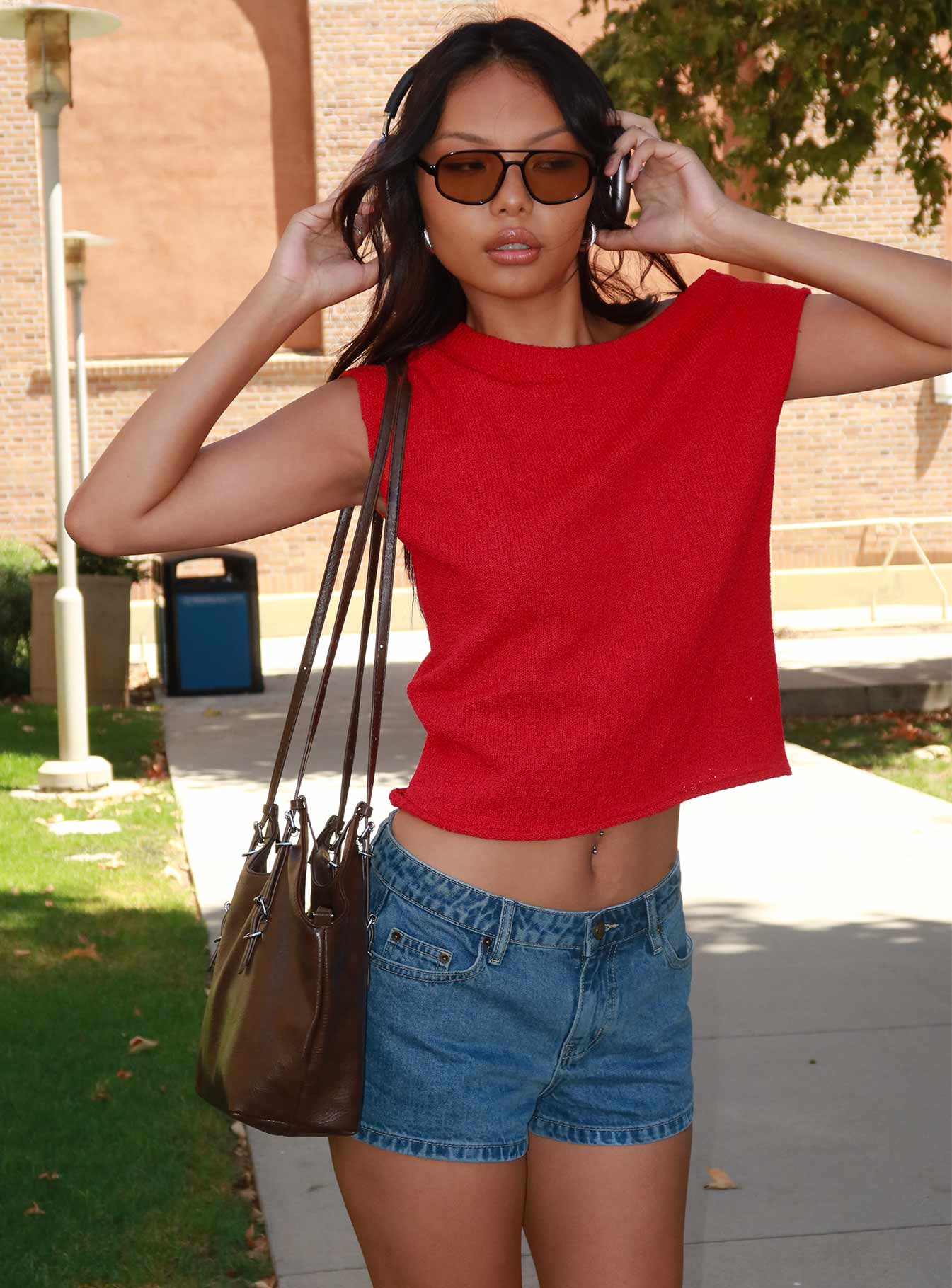 Dreamful Low Rise Mini Denim Shorts Mid Blue Wash - Image 9