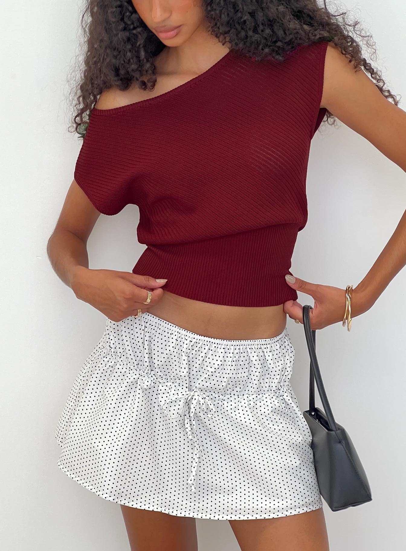 Nomi Mini Skirt White Polka Dot - Image 8