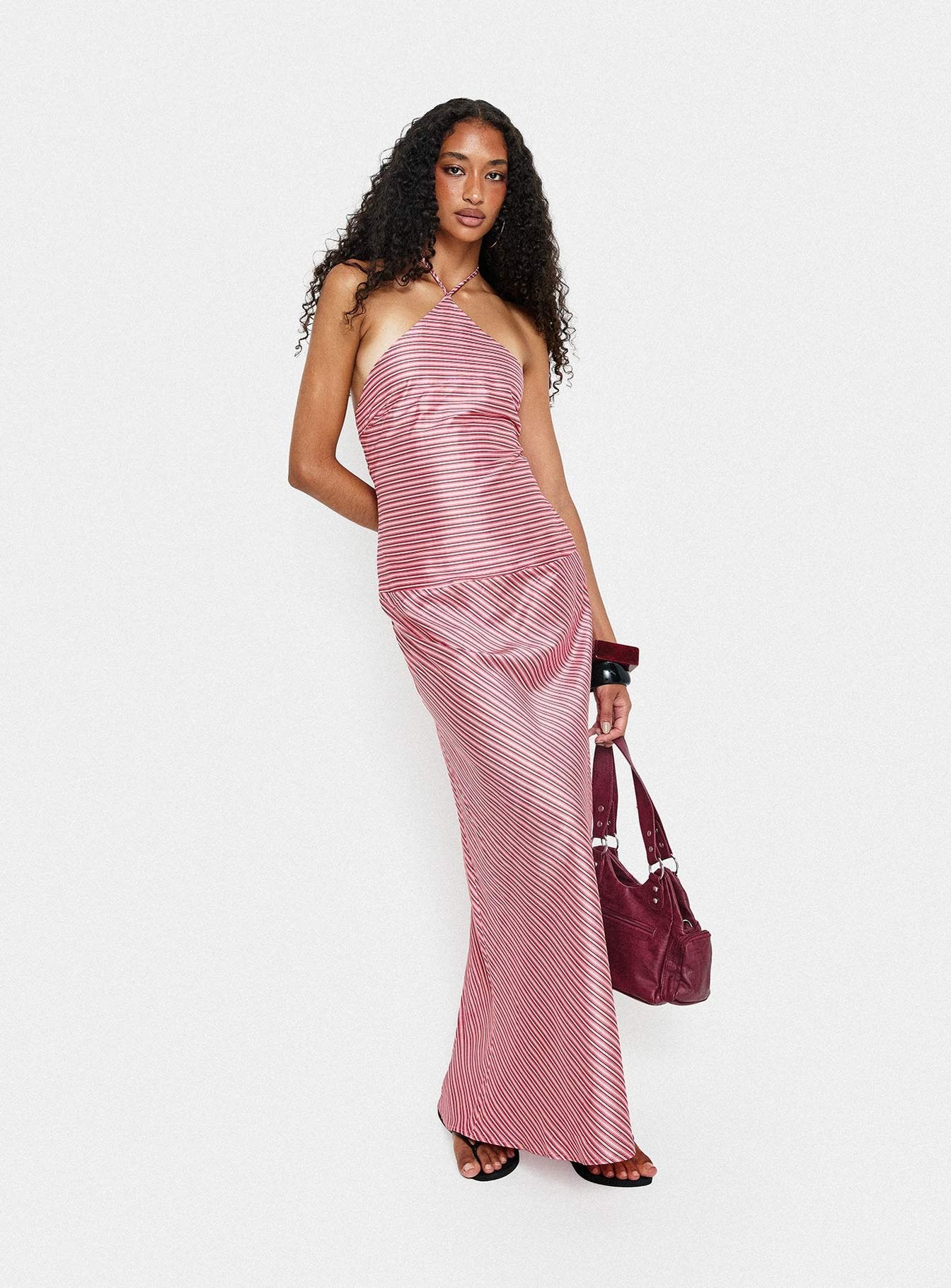 Bellamissimo Halter Maxi Dress Pink Stripe - Image 8