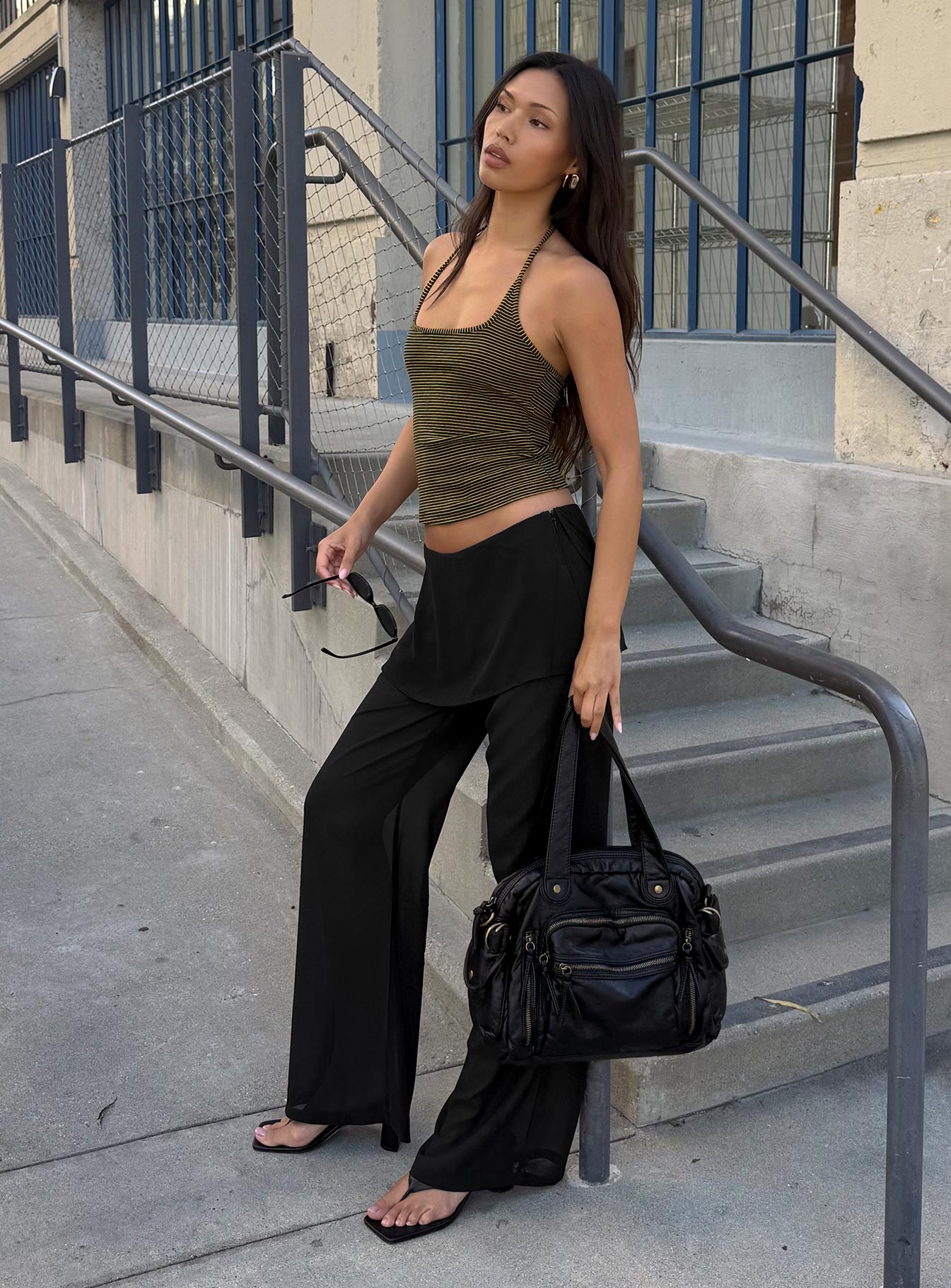 Jaedon Chiffon Layered Pants Black - Image 9