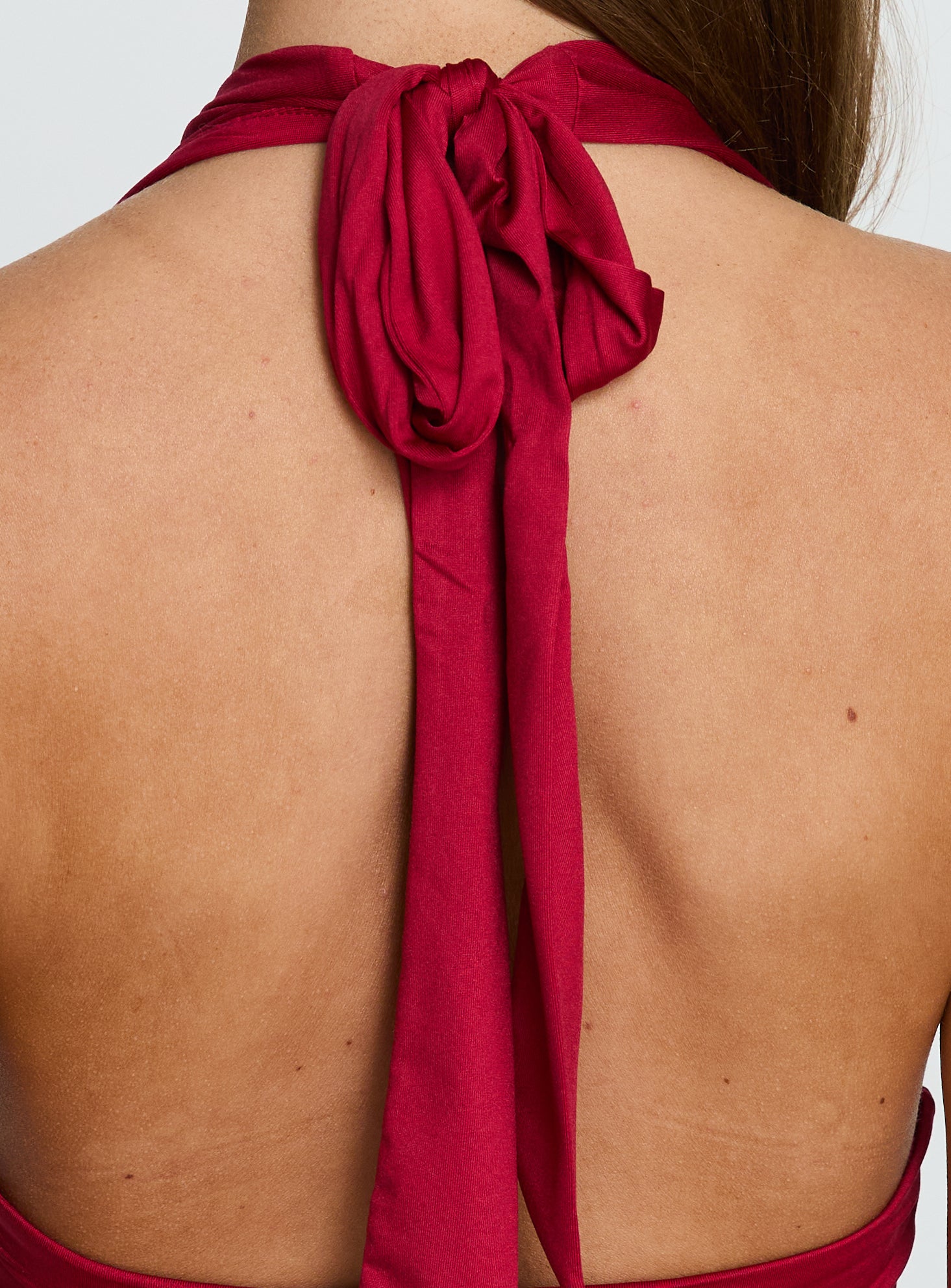 Emara Halter Asymmetrical Midi Dress Red - Image 8