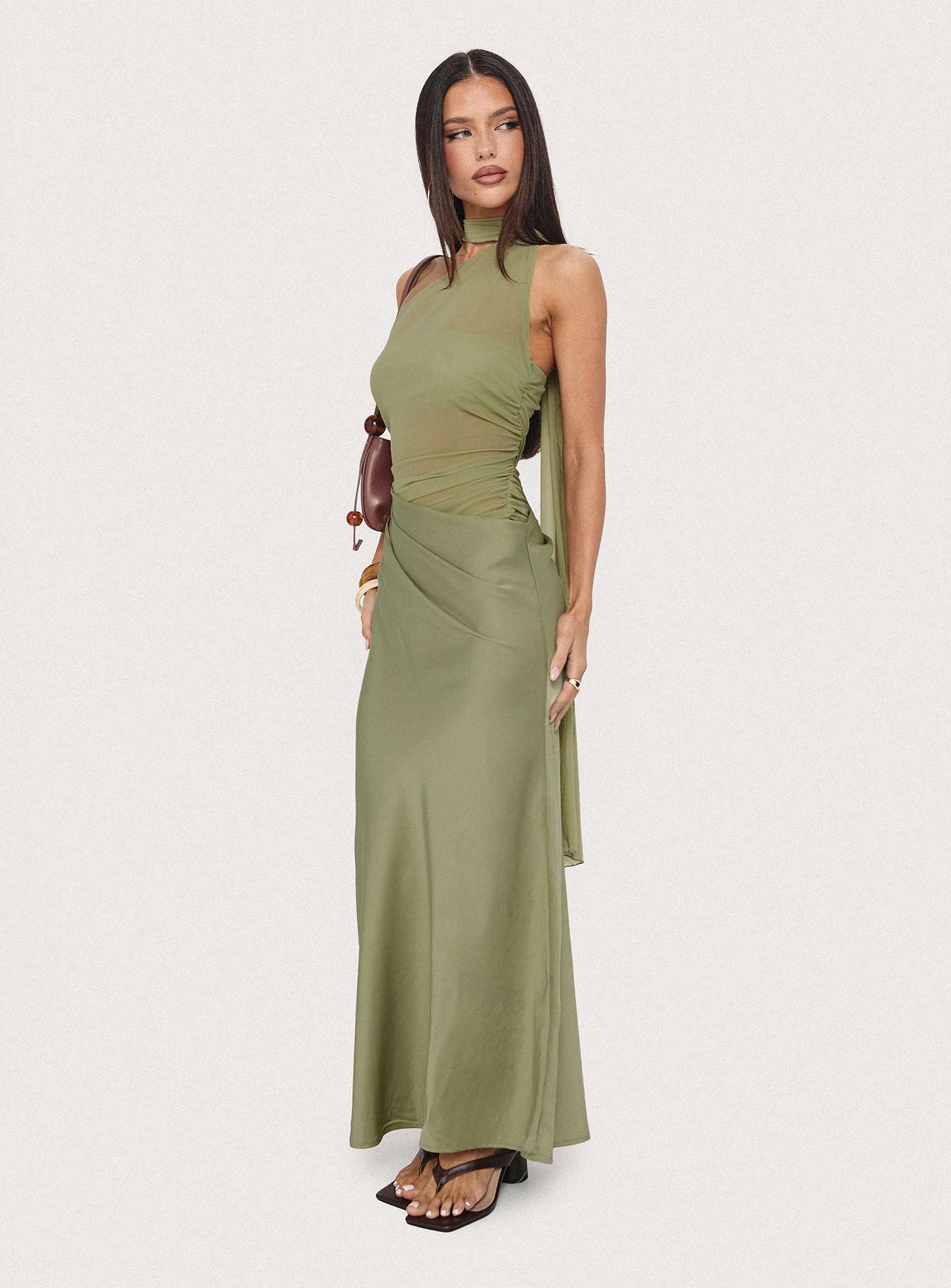 Indiara Halter Mesh Maxi Dress Green - Image 8