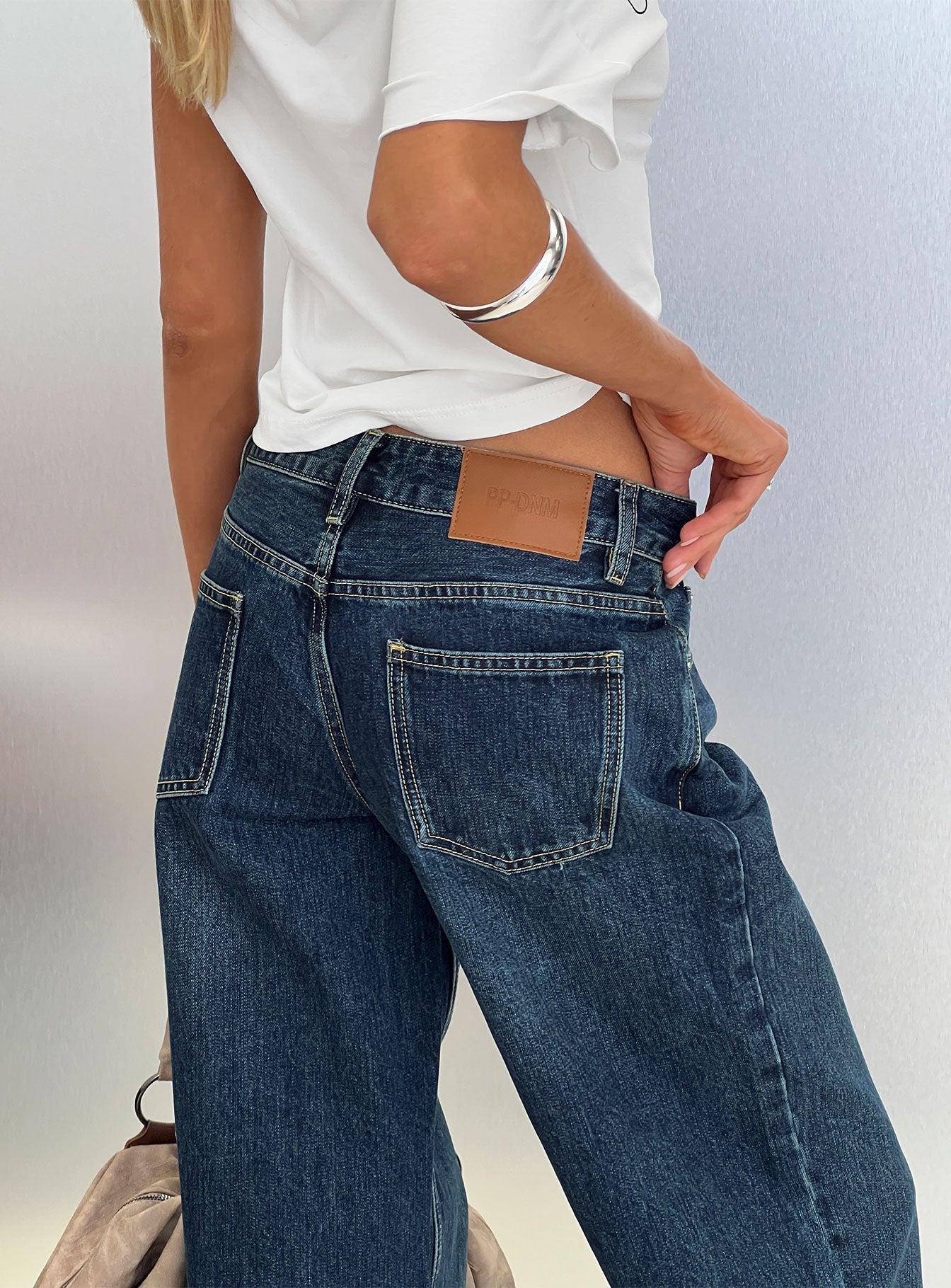 Serenitia Mid Rise Straight Leg Relaxed Jeans Dark Blue Wash - Image 9