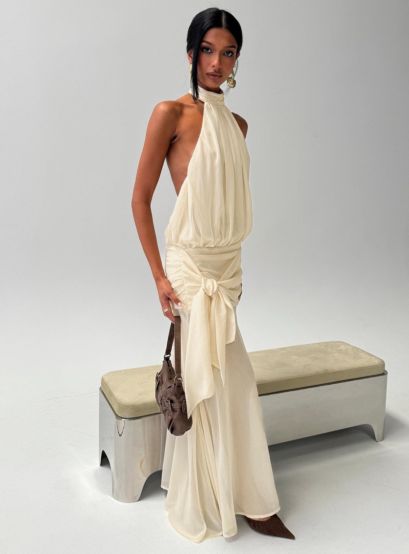 Faythe High Neck Maxi Dress Butter - Image 9