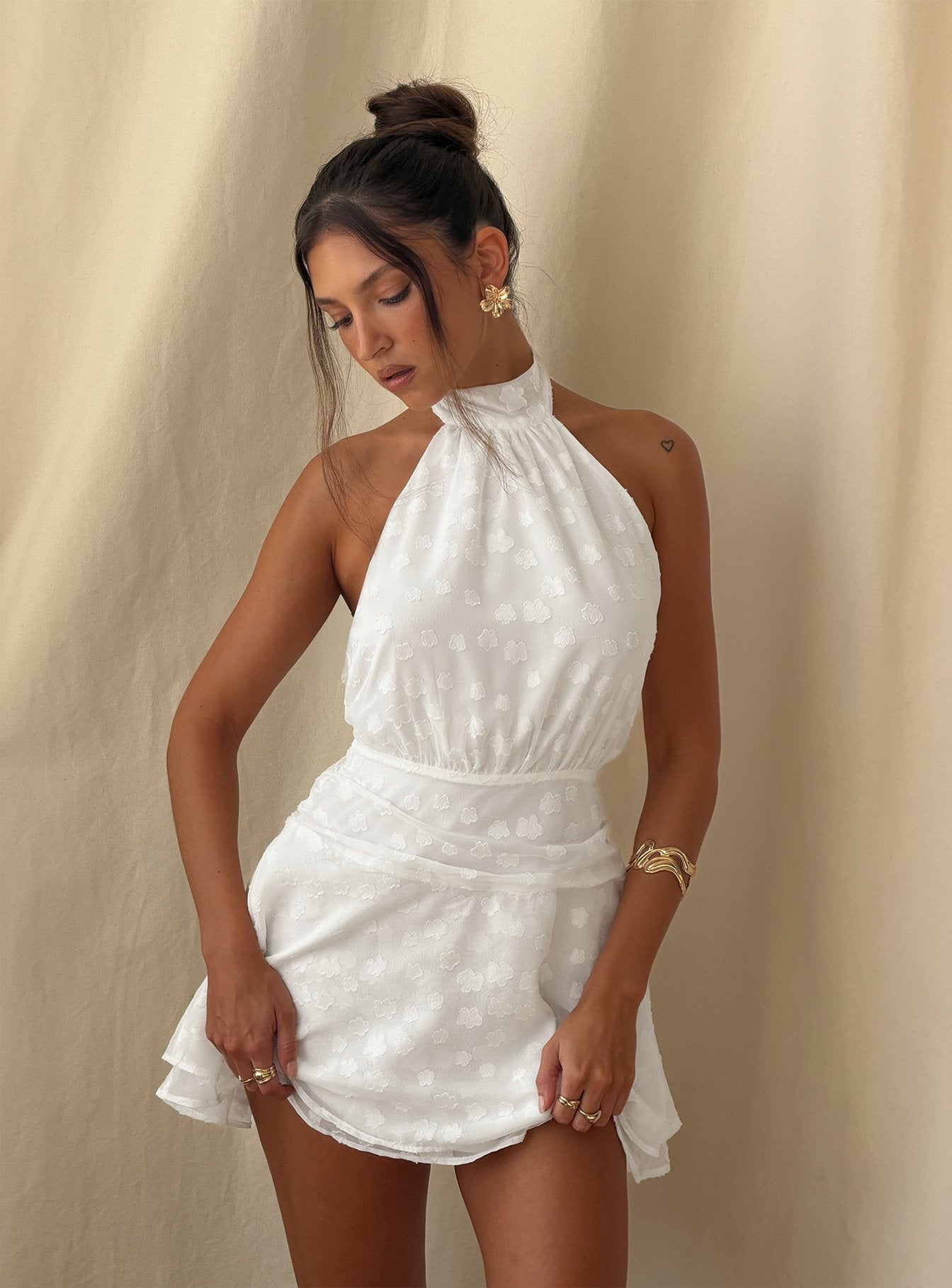 Lucky Ones Halter Mini Dress White - Image 9