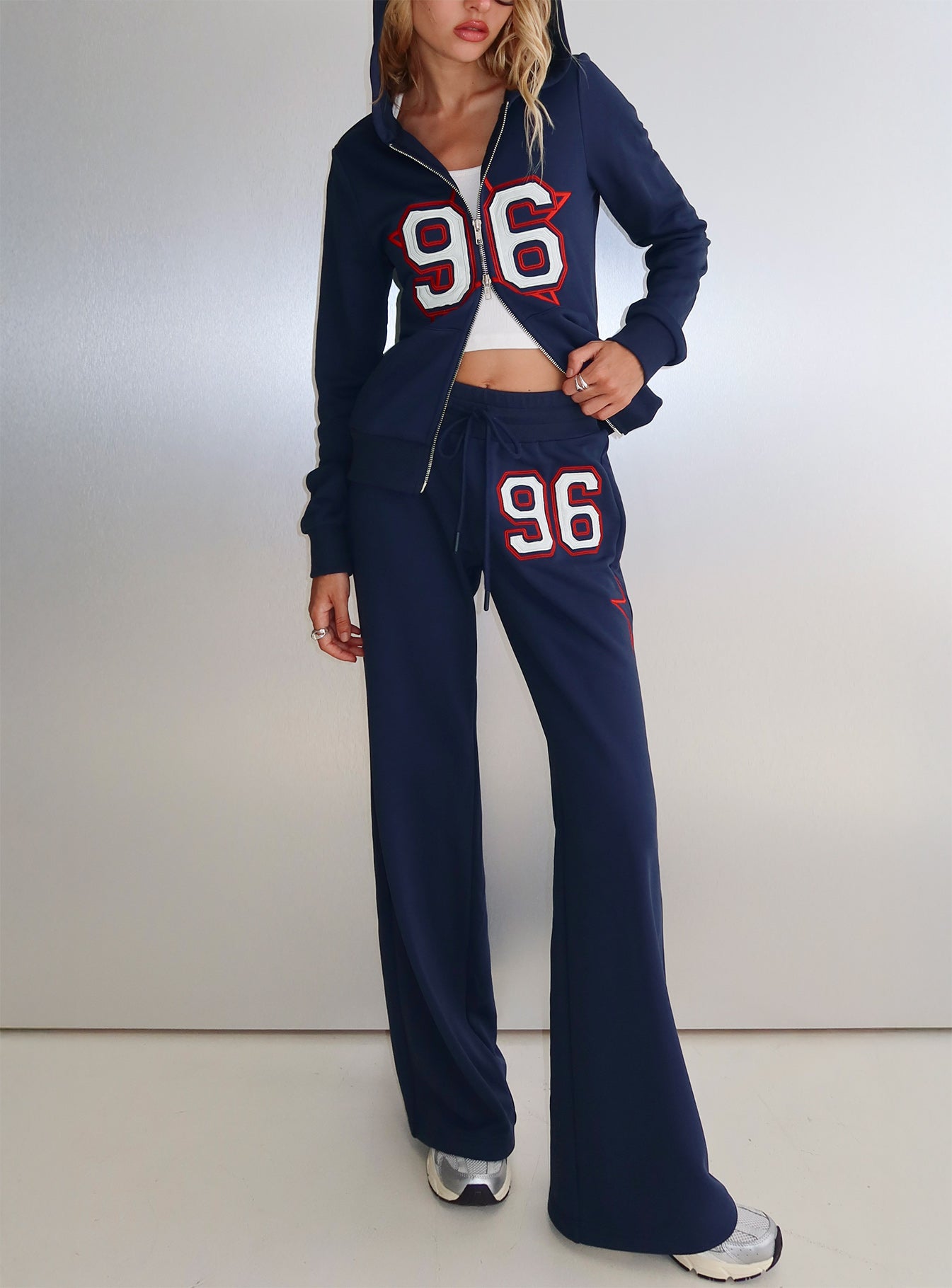 Kari Distressed Patch Track Pant Navy Multi - Image 9