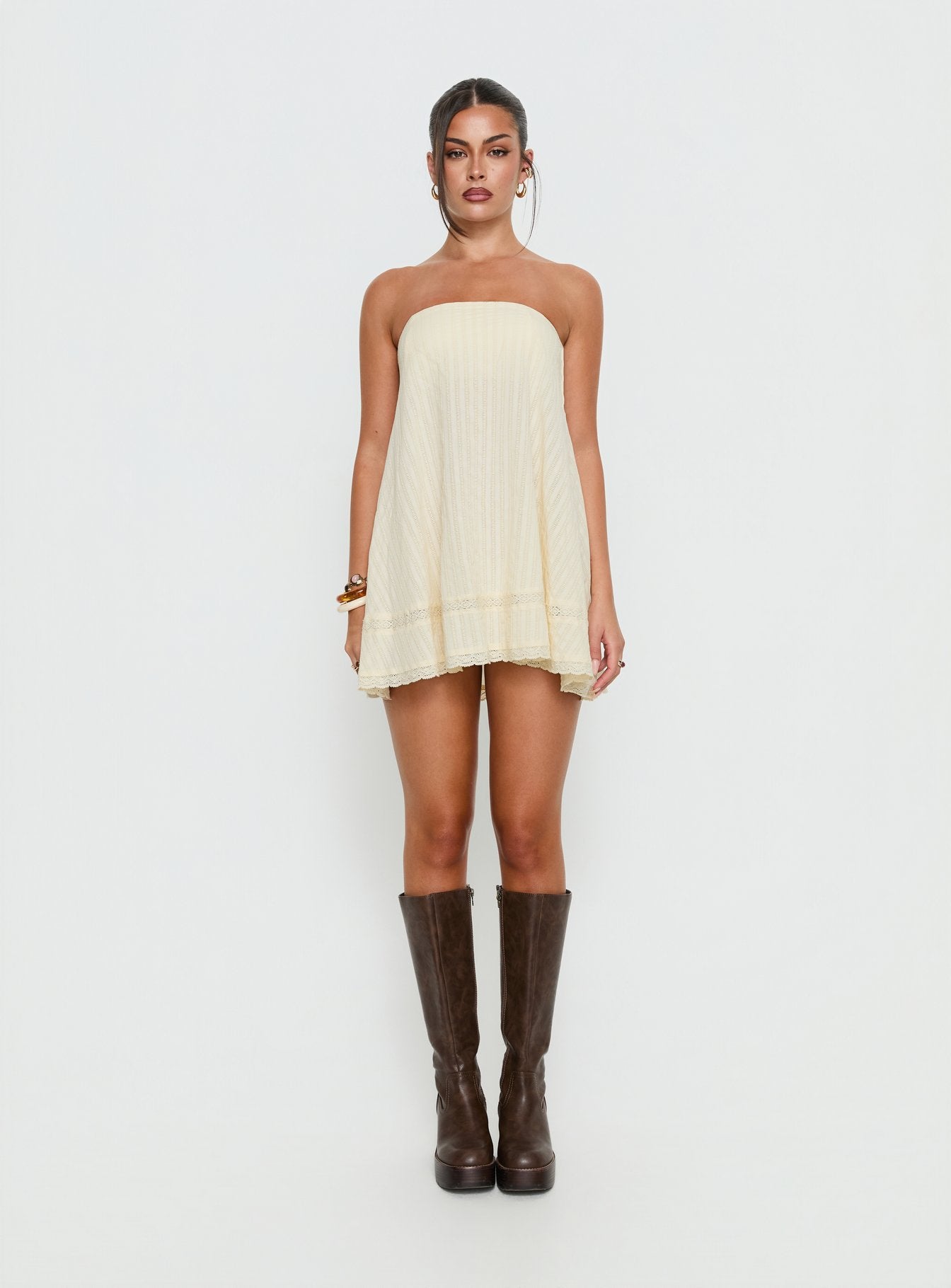 Gypsea Strapless Swing Mini Dress Butter Yellow - Image 9