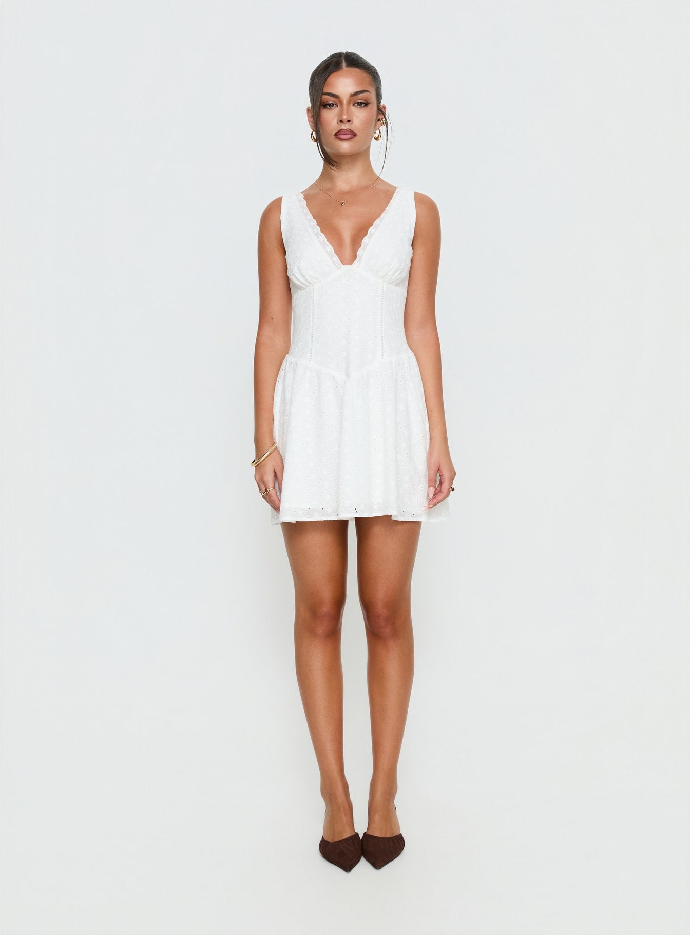 Thinking Bout You Lace Trim Sleeveless Mini Dress White - Image 9