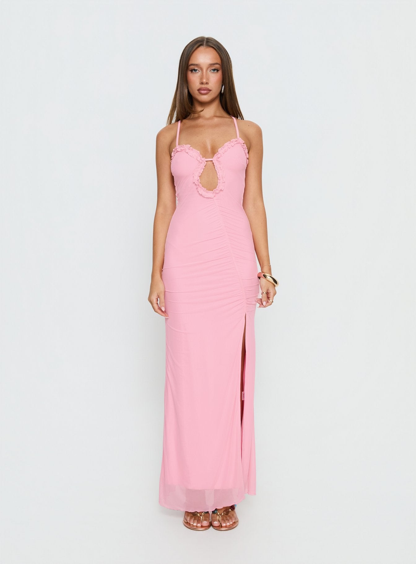 Soulina Ruched Maxi Dress Pink - Image 9