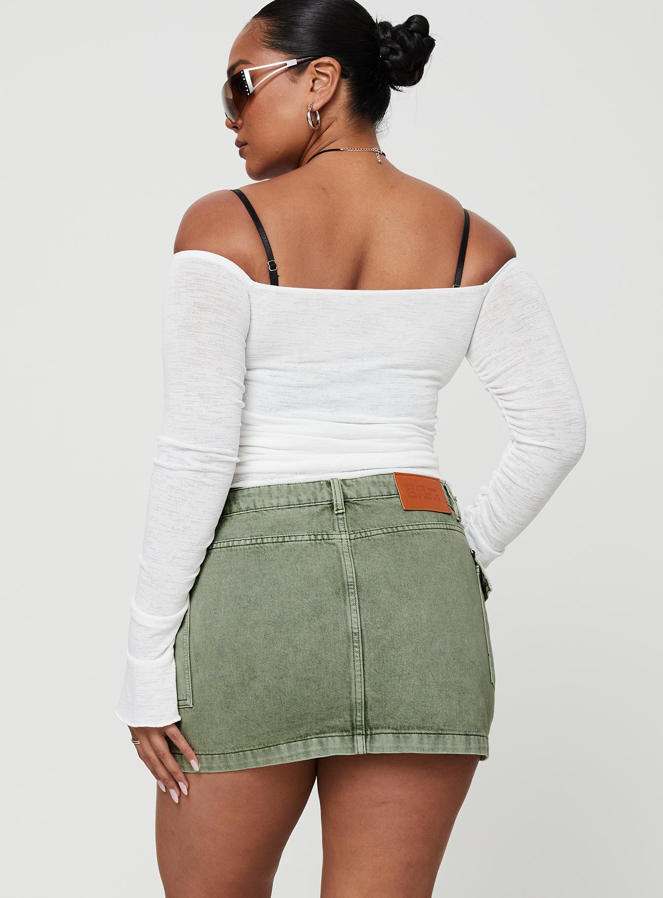 Zakai Cargo Denim Mini Skirt Green - Image 11