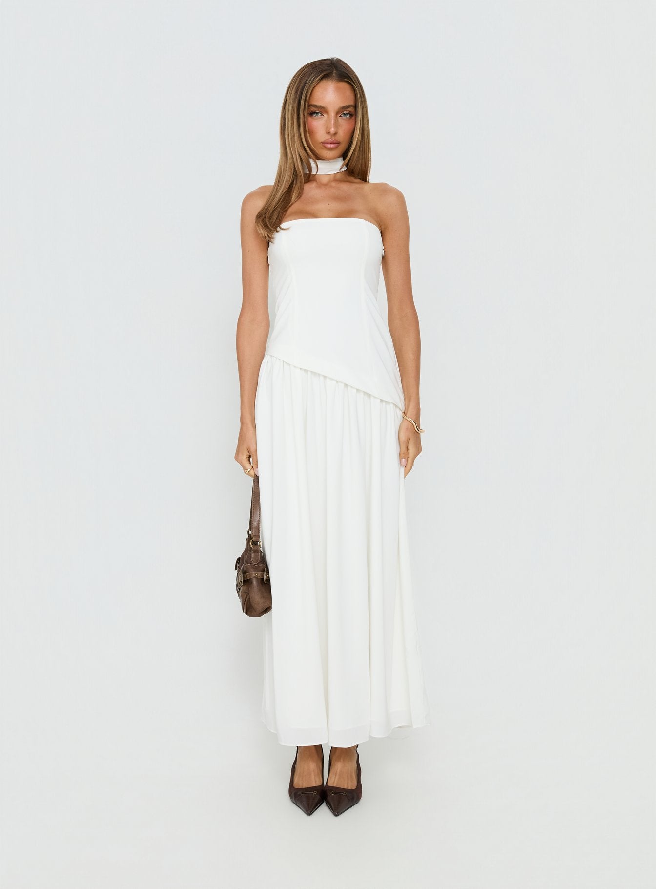 Odela Strapless Drop Waist Maxi Dress White - Image 9